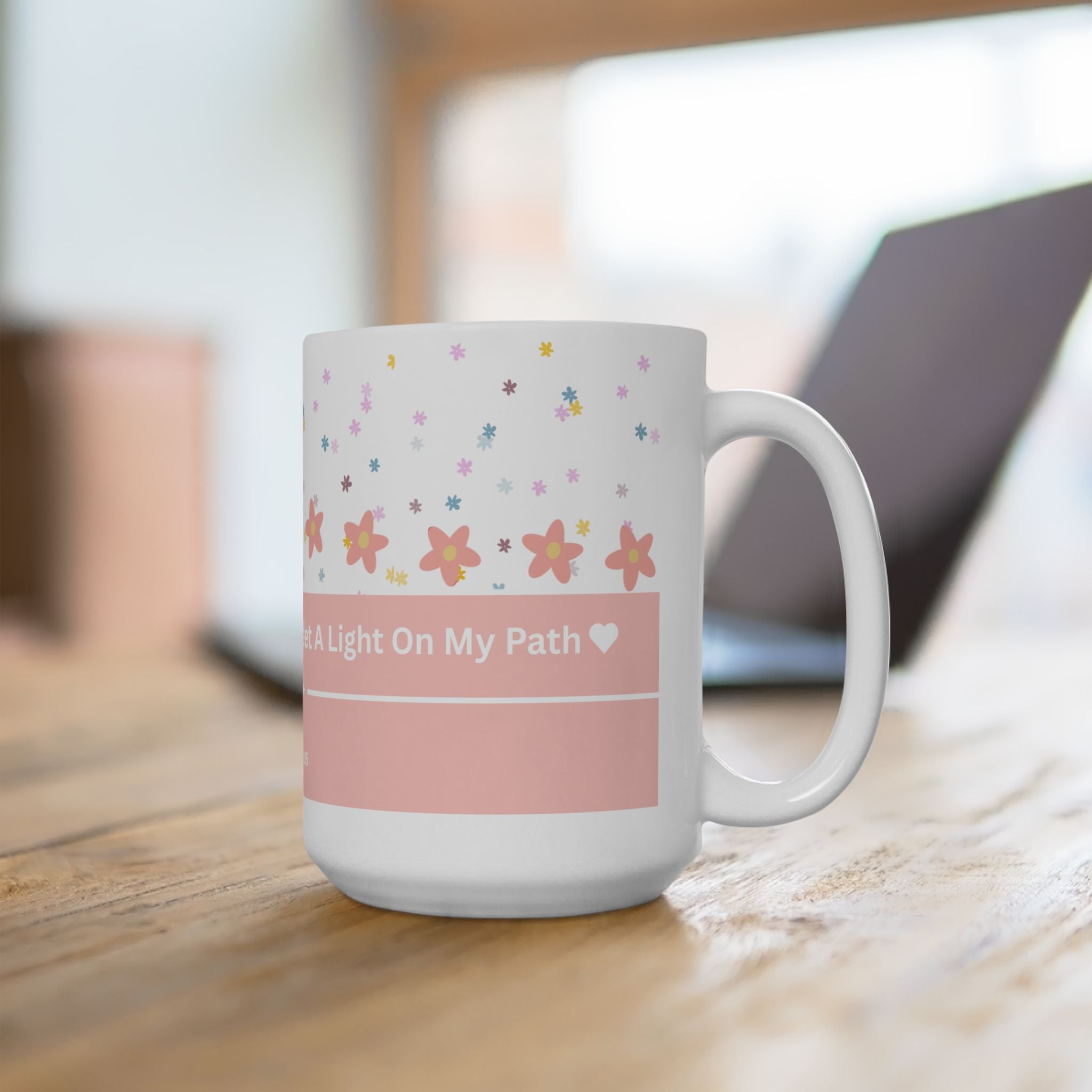 Inspirational Floral Psalm Mug - “Your Word Is A Lamp For My Feet” Ceramic Coffee Cup