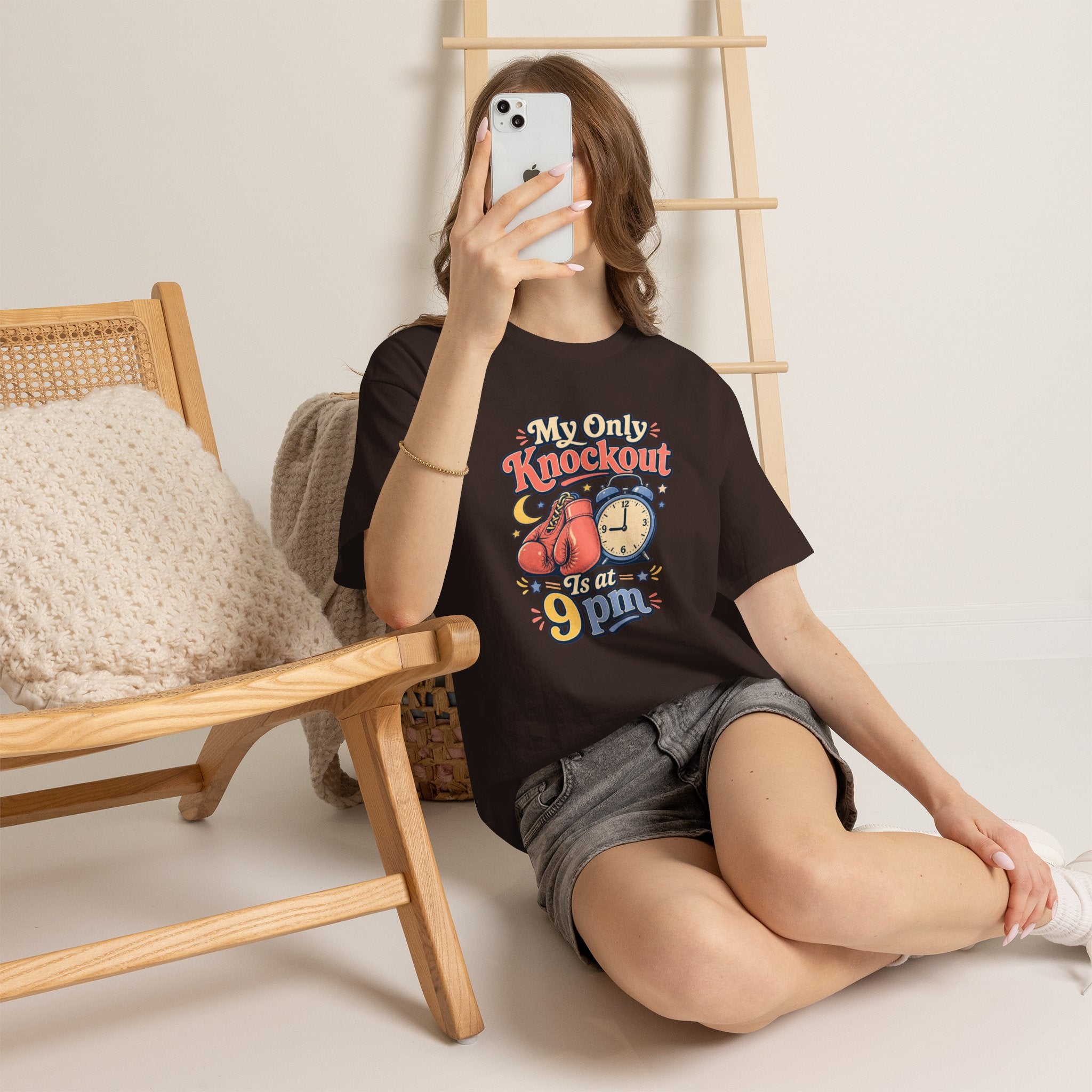 My Only Knockout Is at 9PM T-Shirt |  Funny Night Owl Boxing Graphic Tee  2607044