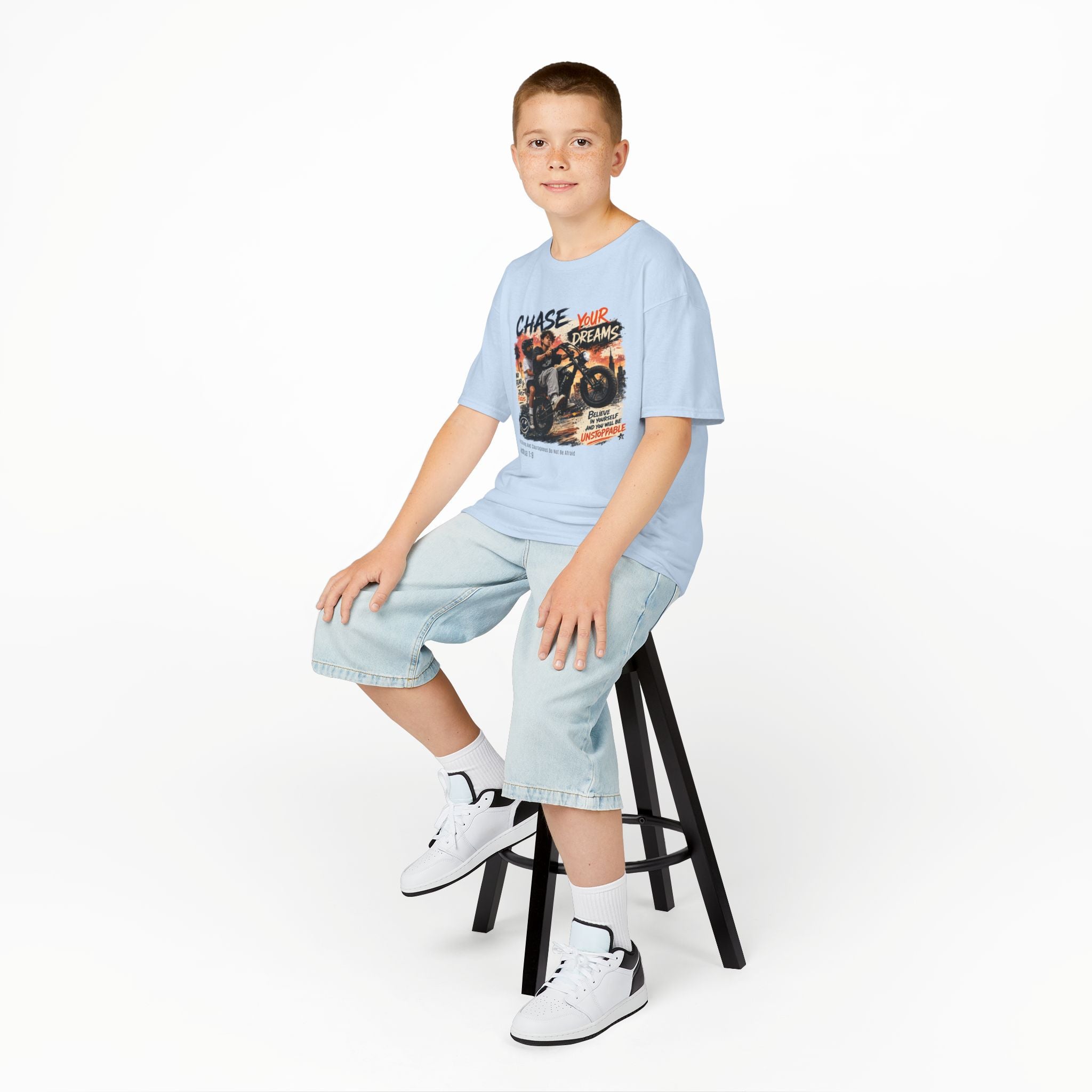 Kids Tee — "Chase Your Dreams" Motorcycle Graphic Shirt