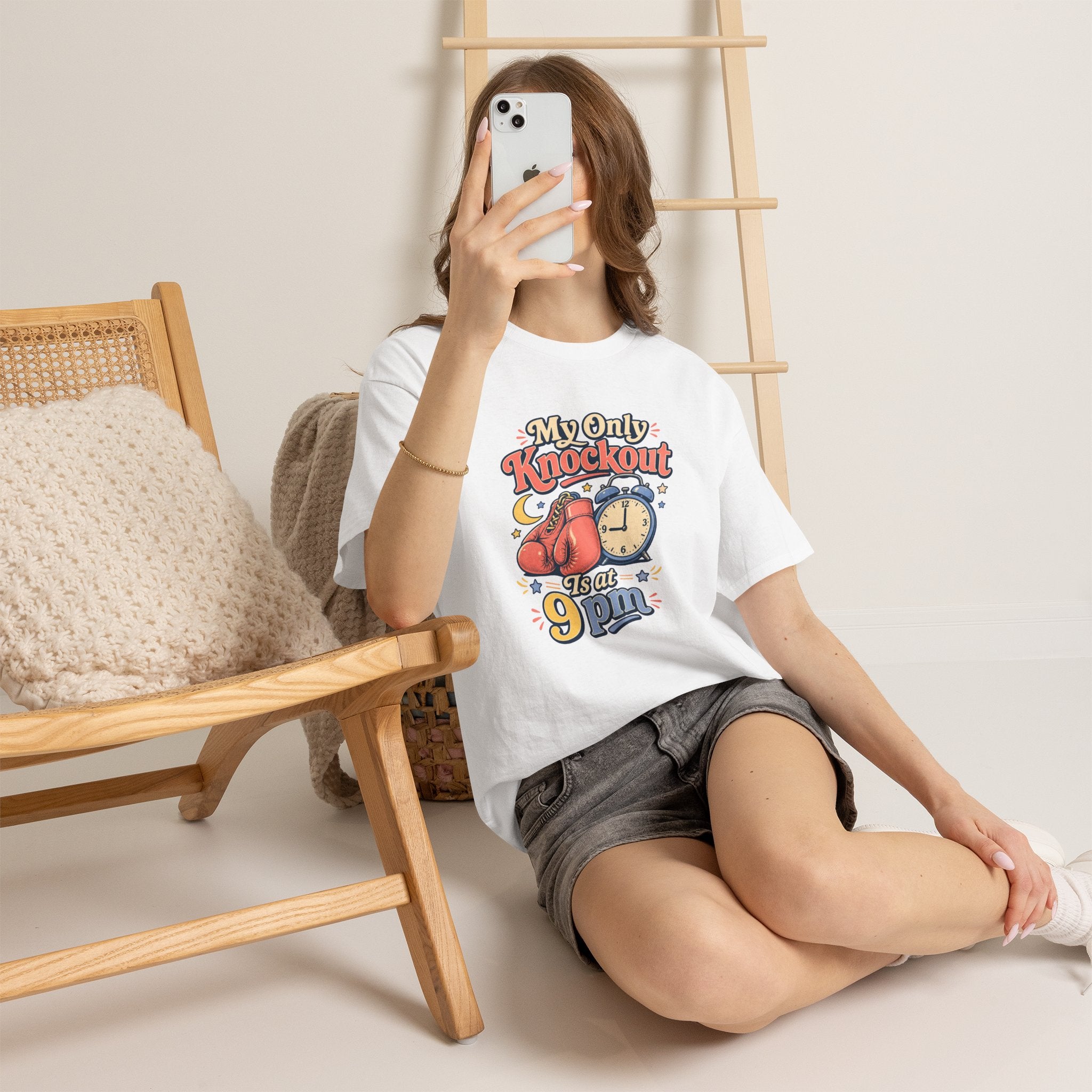 My Only Knockout Is at 9PM T-Shirt |  Funny Night Owl Boxing Graphic Tee  2607044