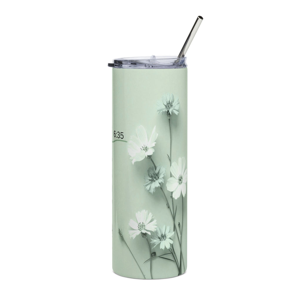 Christian Floral 20oz Stainless Tumbler | Believeth On Me Shall Never Thirst (John 6:35) 2607049