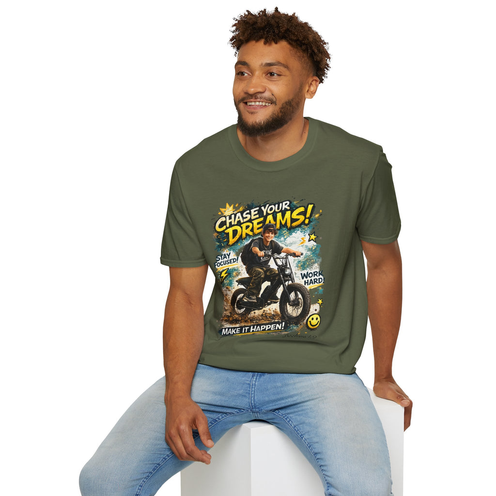 Chase Your Dreams Motorcycle Rider T-Shirt | Motivational Graphic Tee