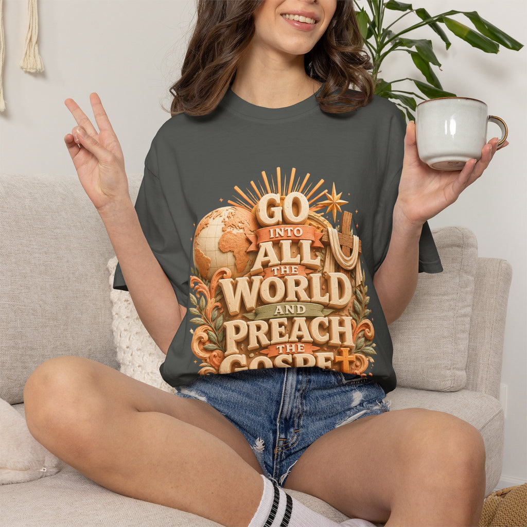 T-Shirt — "Go Into All the World and Preach the Gospel" Christian Mission Tee