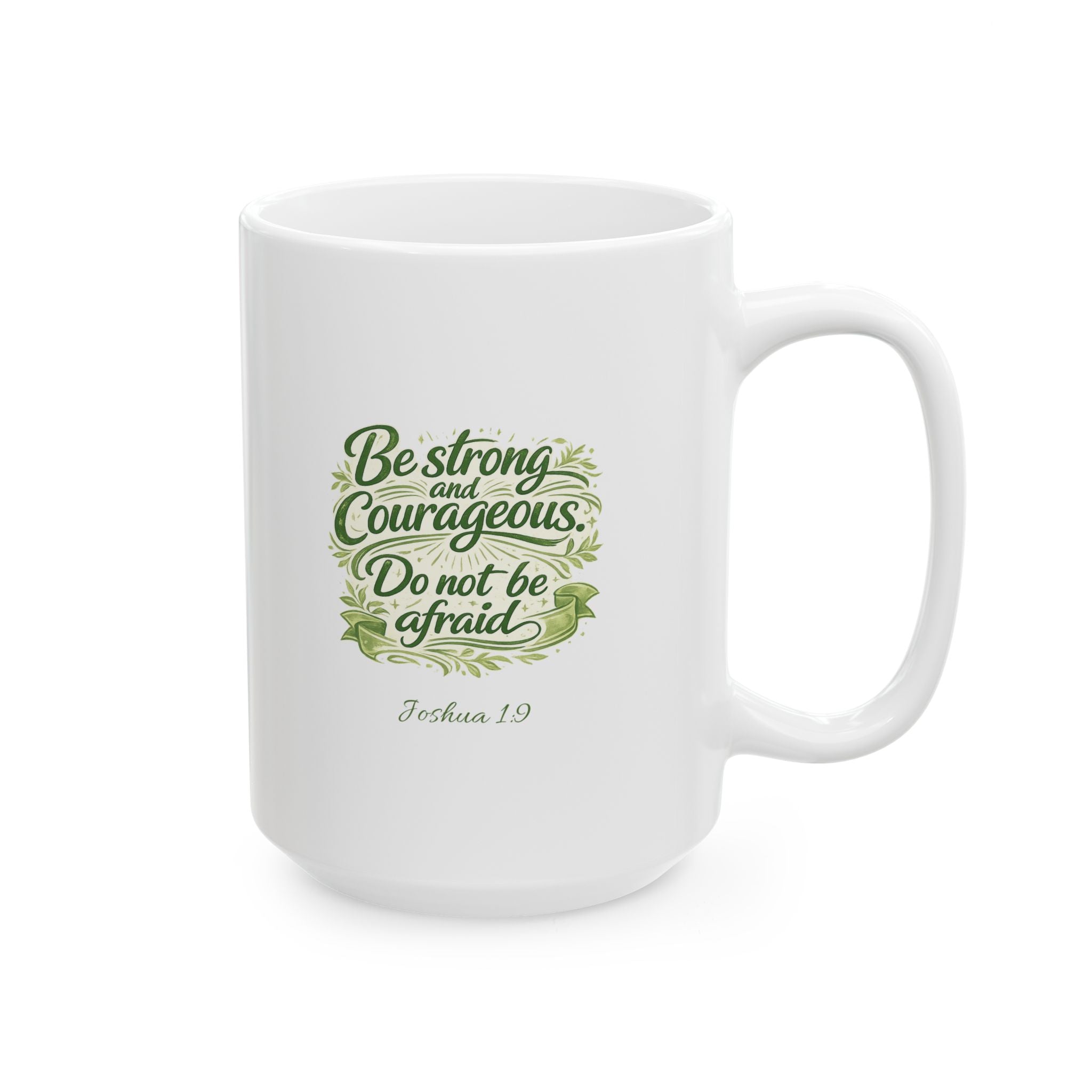 Be Strong and Courageous Lion | Christian Faith Warrior Design | Courage & Strength Bible Inspired Artwork | Mug — Nature  Illustration (11oz, 15oz)