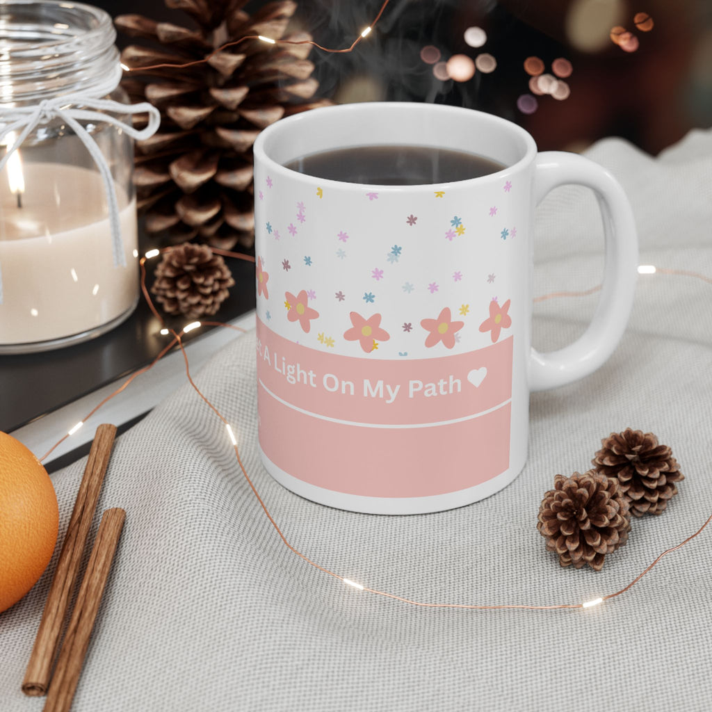 Inspirational Floral Psalm Mug - “Your Word Is A Lamp For My Feet” Ceramic Coffee Cup