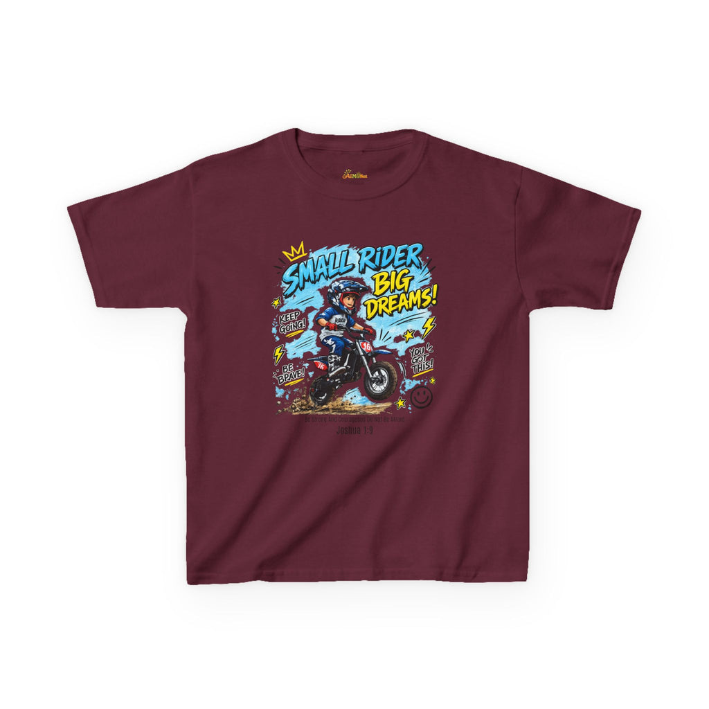 Kids Tee — "Small Rider, Big Dreams" Motorcycle Graphic Shirt