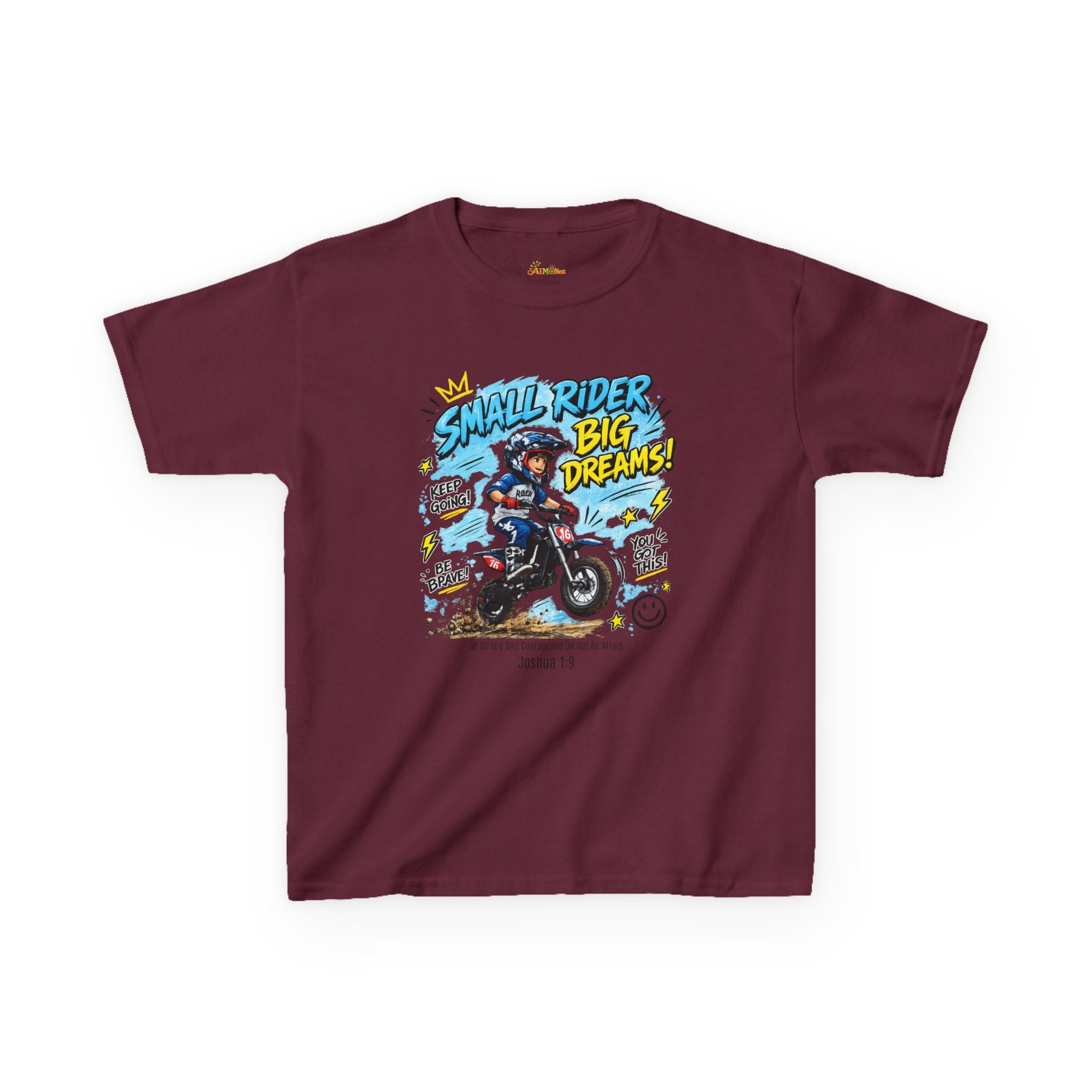 Kids Tee — "Small Rider, Big Dreams" Motorcycle Graphic Shirt
