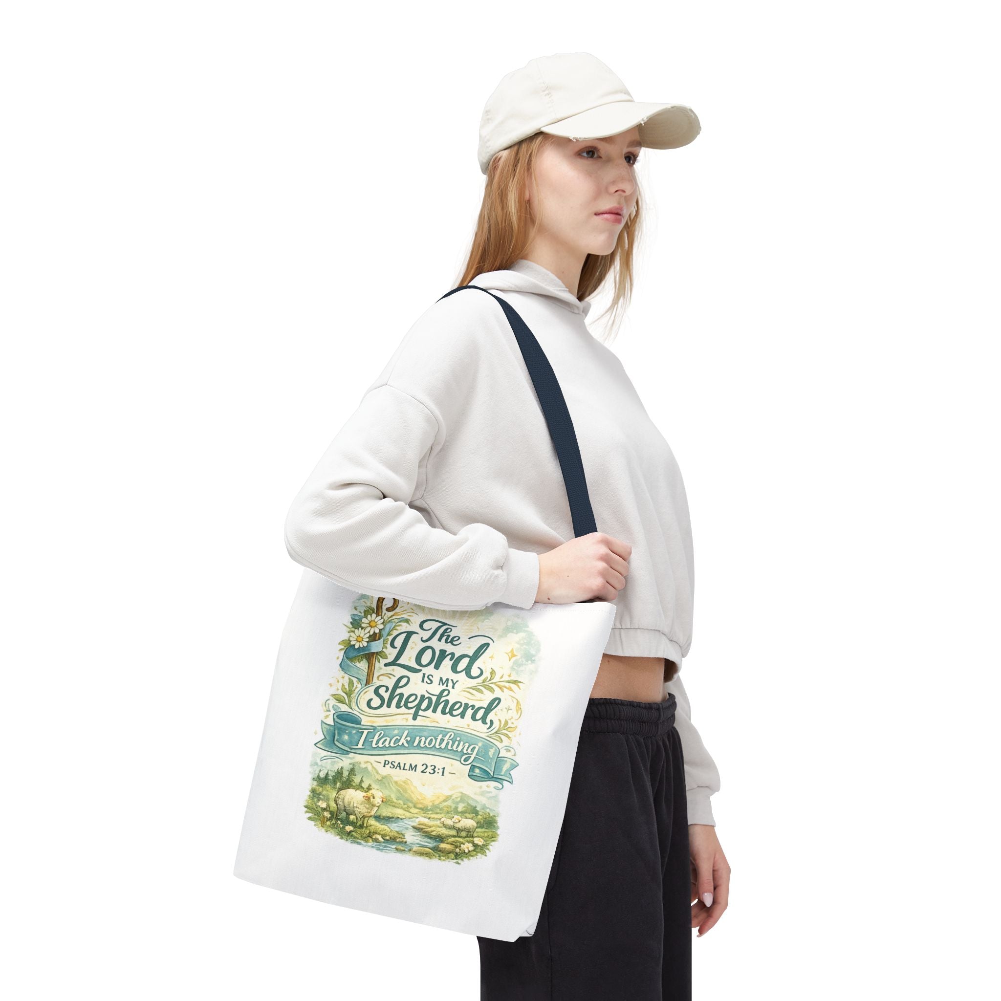 Floral Faith Tote Bag | The Lord Is My Shepherd | Psalm 23:1  4 Colors 2607043