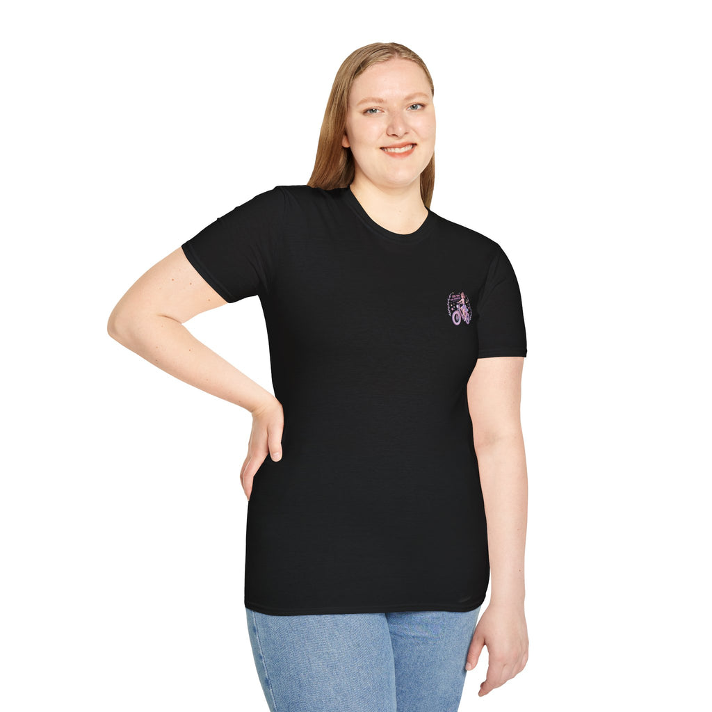 Vintage Lavender Bicycle Pocket T‑Shirt — Cute Retro Bike Graphic Tee