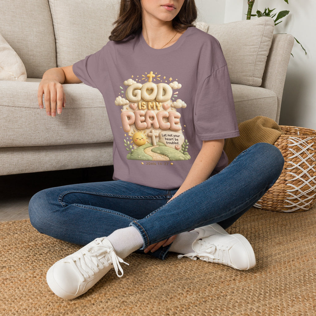 God Is My Peace T-Shirt — Christian Faith Tee with Soft Pastel Cloud Design