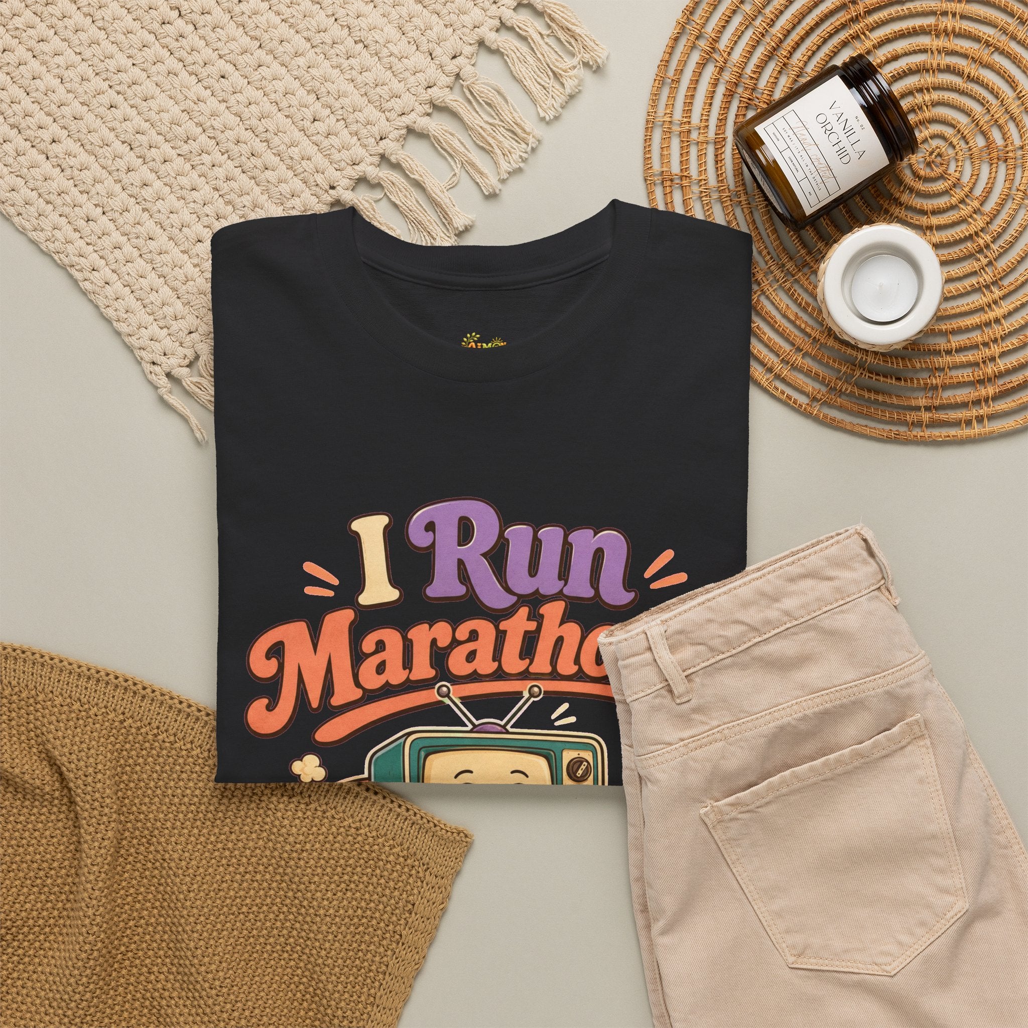 TV Marathon Tee — "I Run Marathons on Netflix" Funny Binge-Watching Shirt