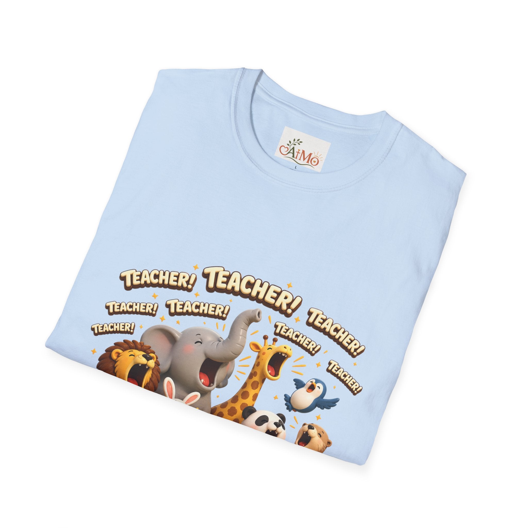 Cute Jungle Animals Saying TEACHER! T-Shirt | Elephant Giraffe Lion Penguin Design