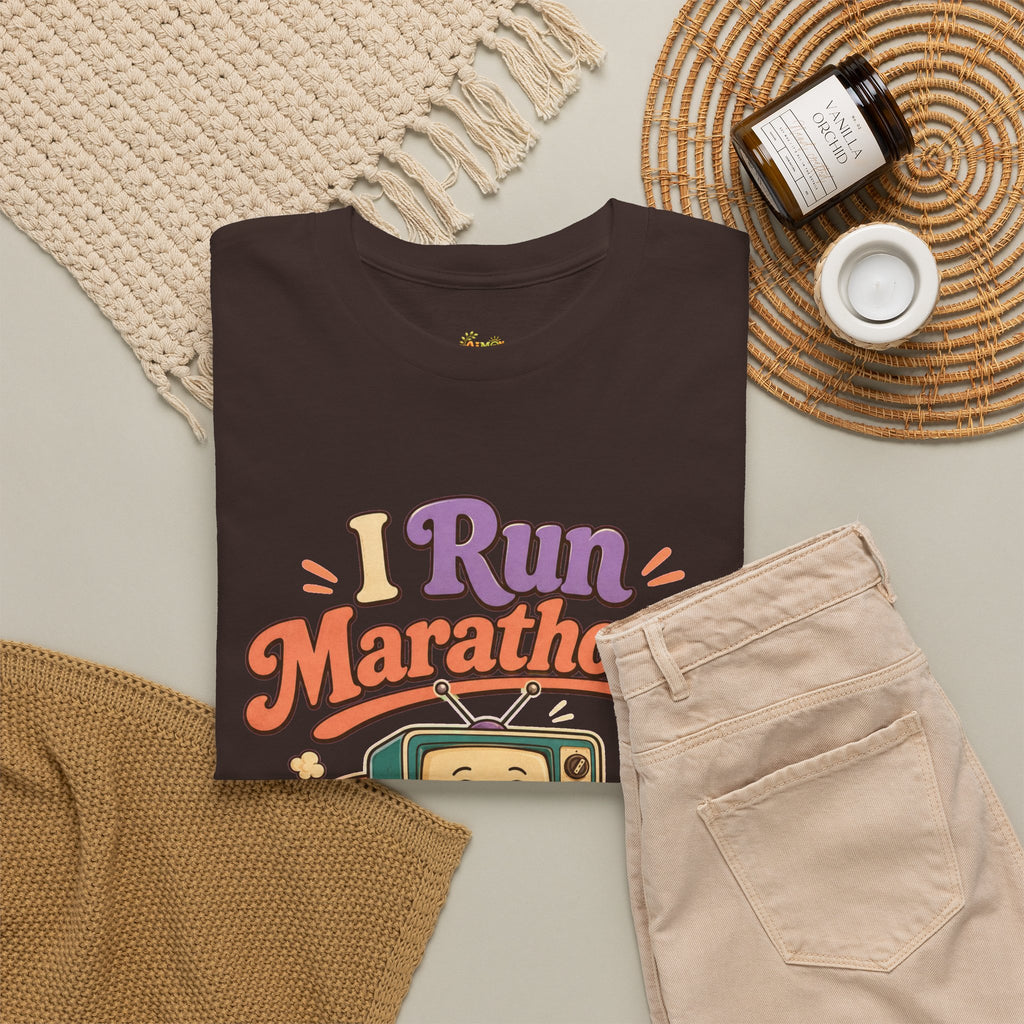 TV Marathon Tee — "I Run Marathons on Netflix" Funny Binge-Watching Shirt