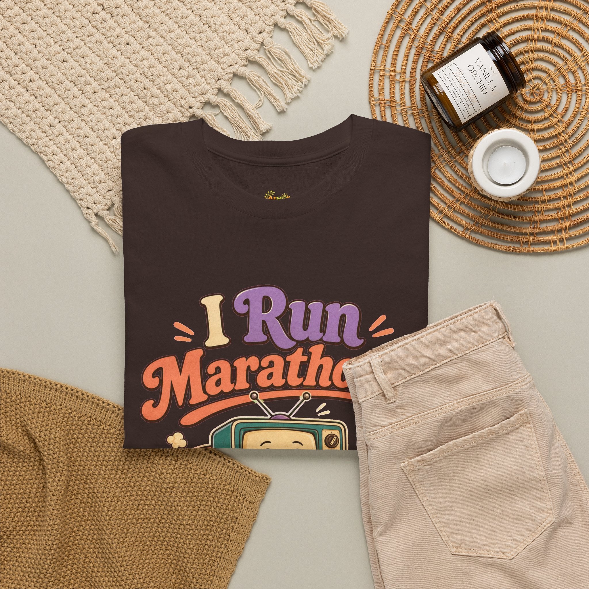 TV Marathon Tee — "I Run Marathons on Netflix" Funny Binge-Watching Shirt