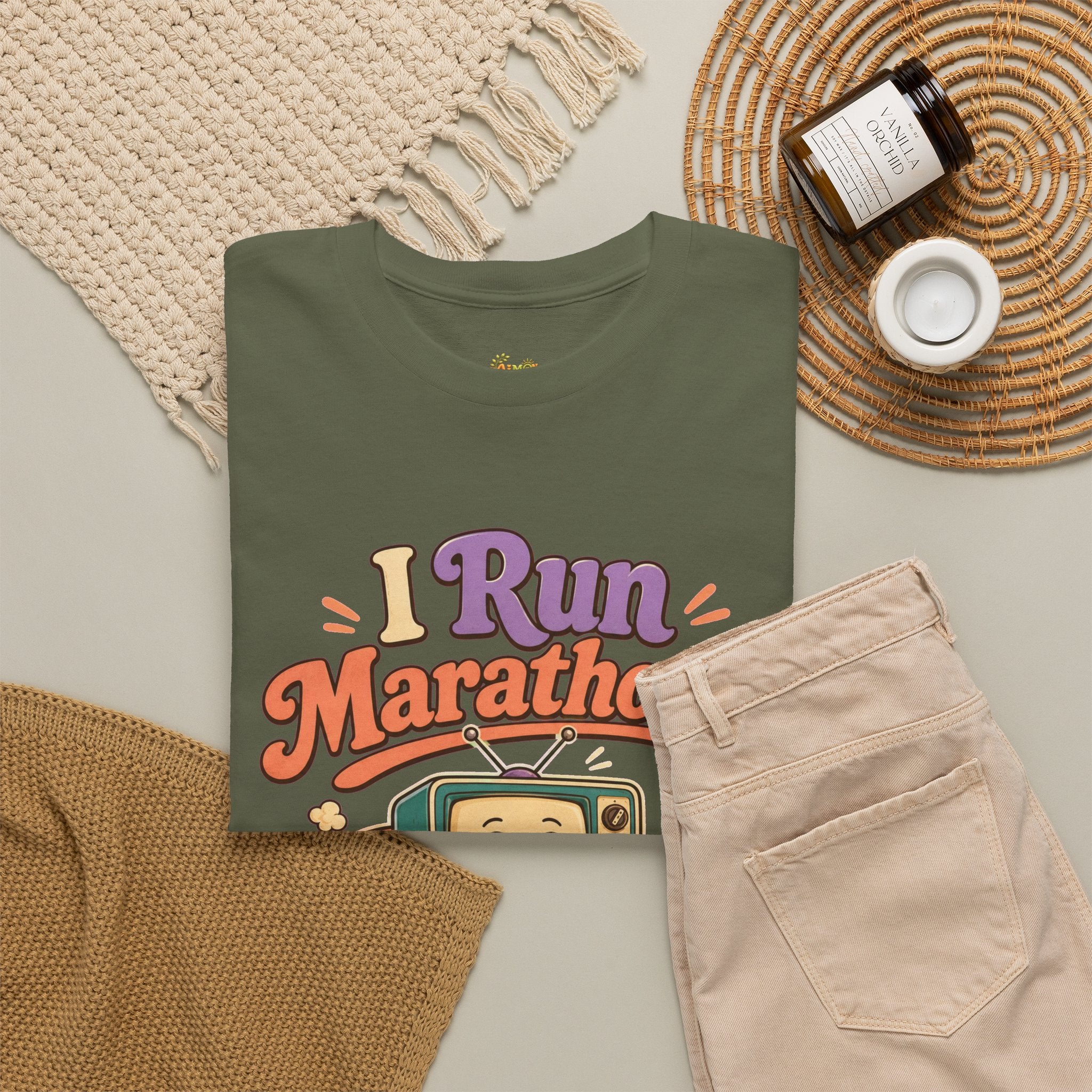 TV Marathon Tee — "I Run Marathons on Netflix" Funny Binge-Watching Shirt