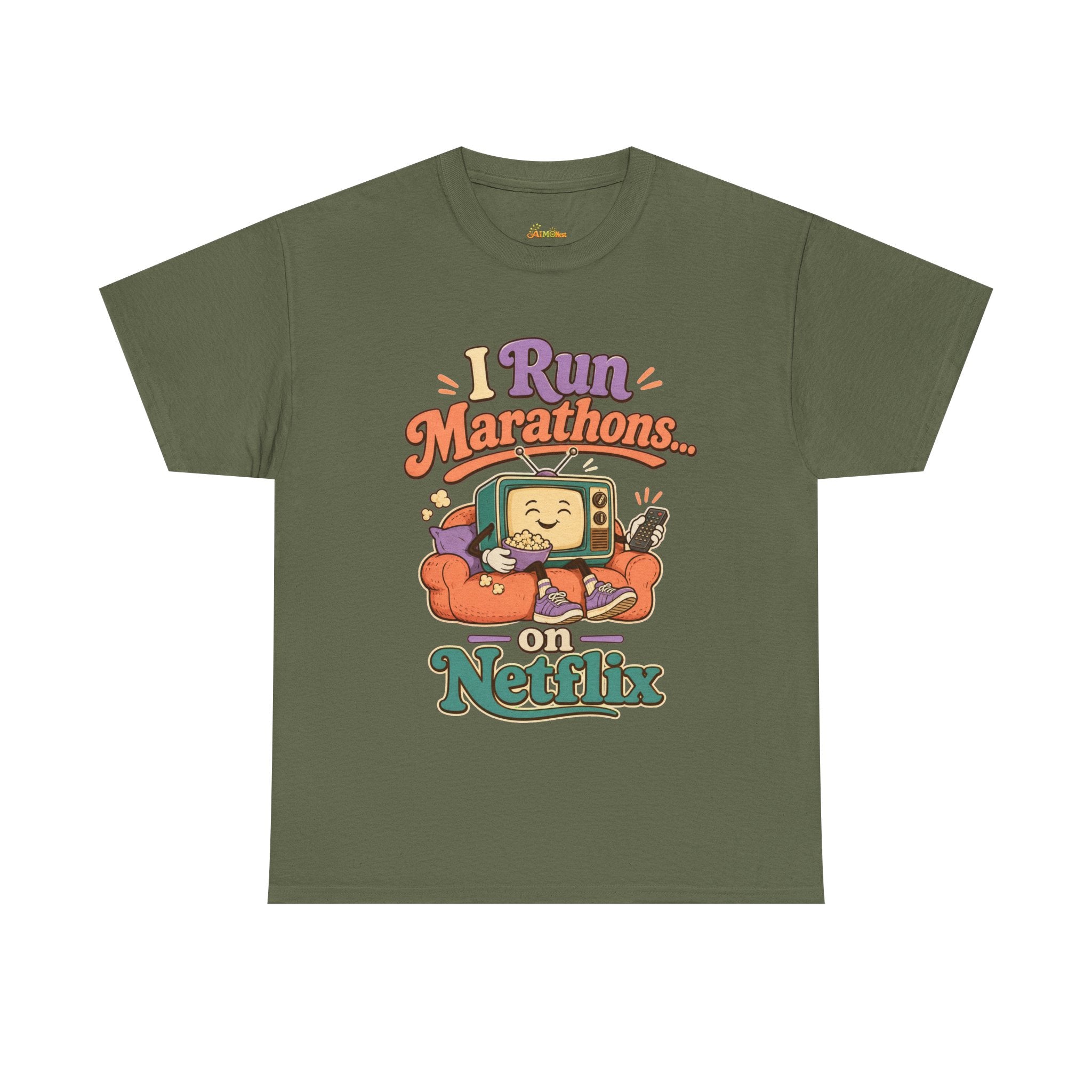 TV Marathon Tee — "I Run Marathons on Netflix" Funny Binge-Watching Shirt 2607019