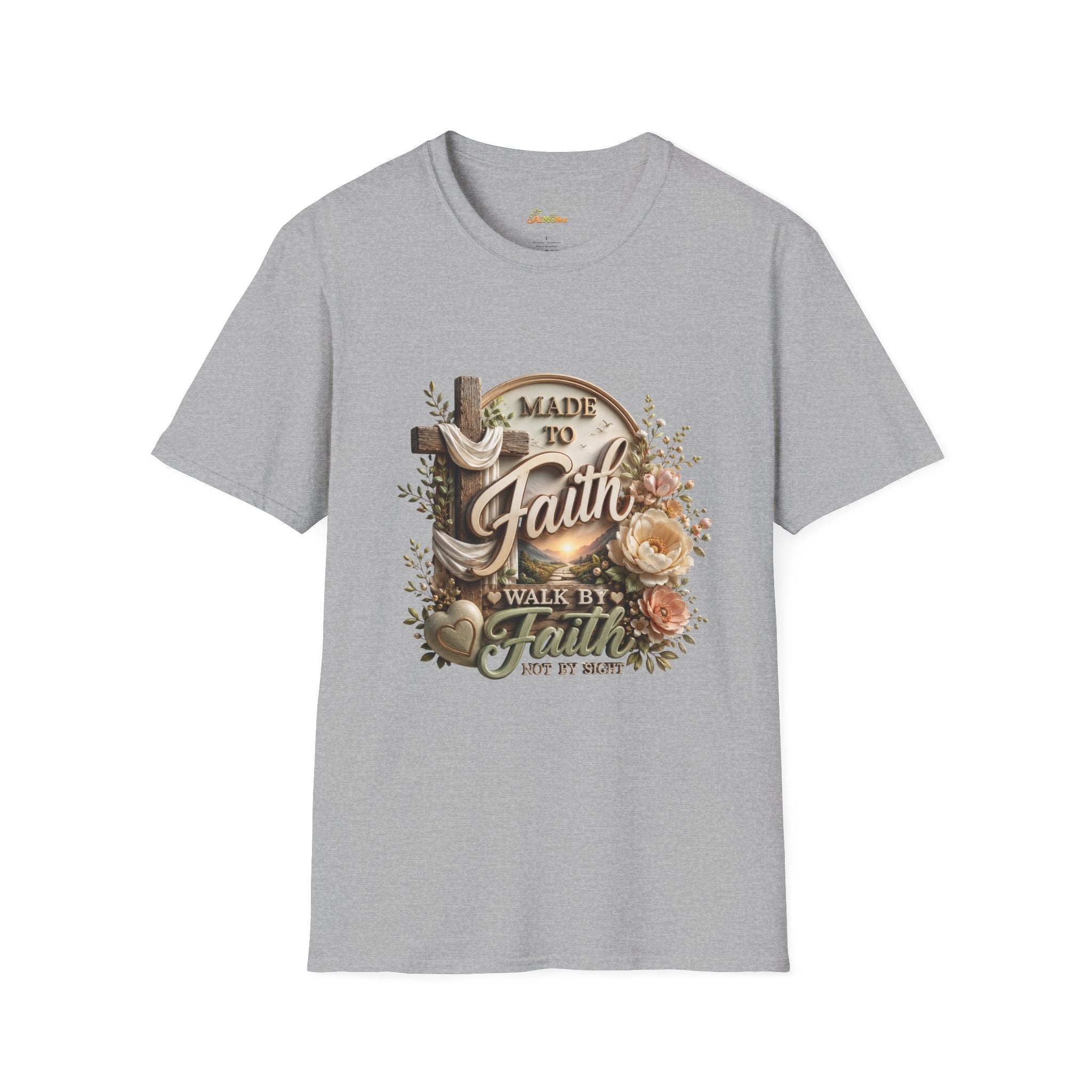 Made to Faith T-Shirt | Christian Cross Floral Scripture Tee