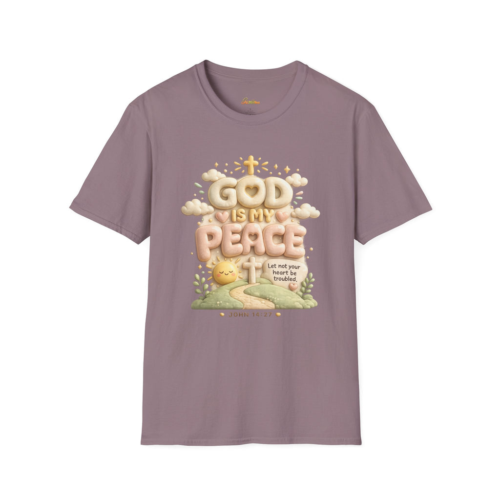 God Is My Peace T-Shirt — Christian Faith Tee with Soft Pastel Cloud Design