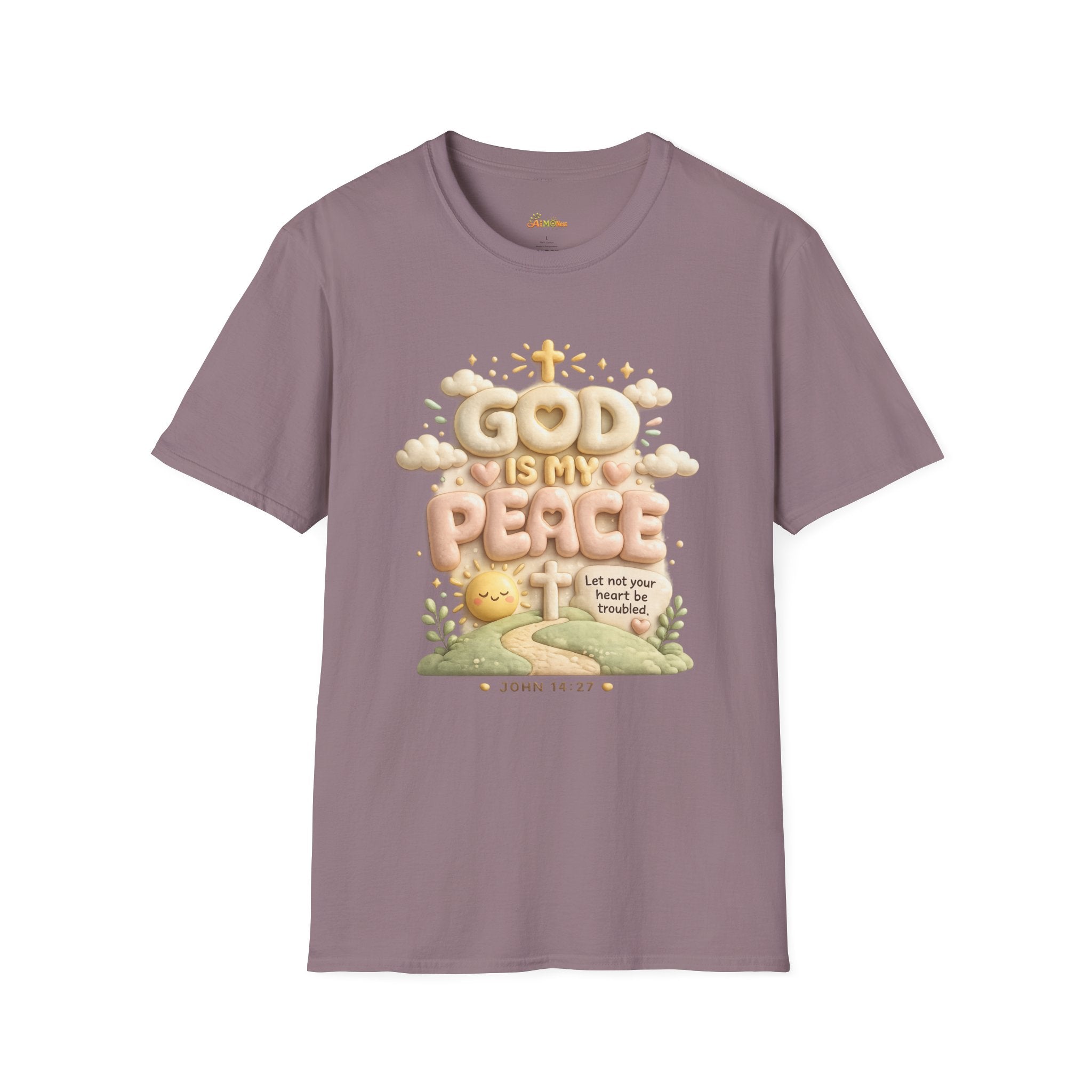God Is My Peace T-Shirt — Christian Faith Tee with Soft Pastel Cloud Design