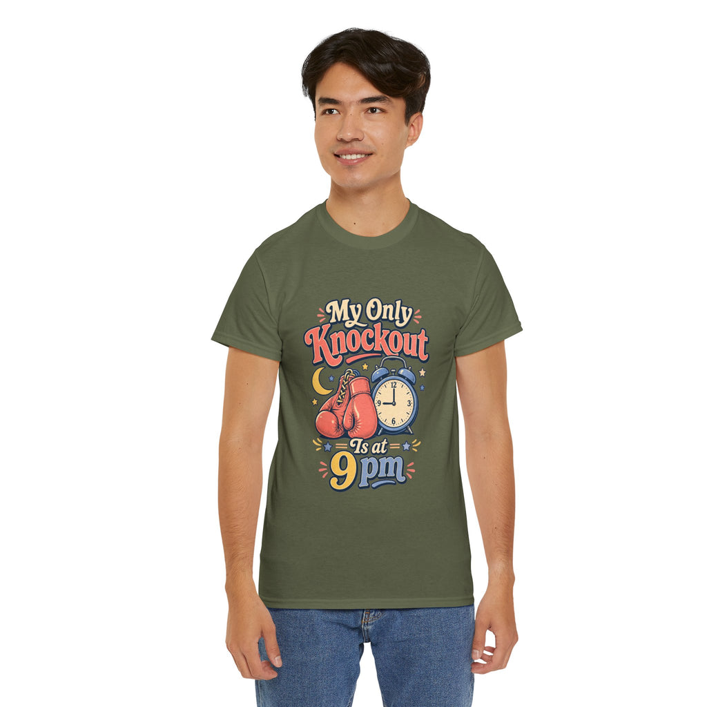 My Only Knockout Is at 9PM T-Shirt |  Funny Night Owl Boxing Graphic Tee  2607044