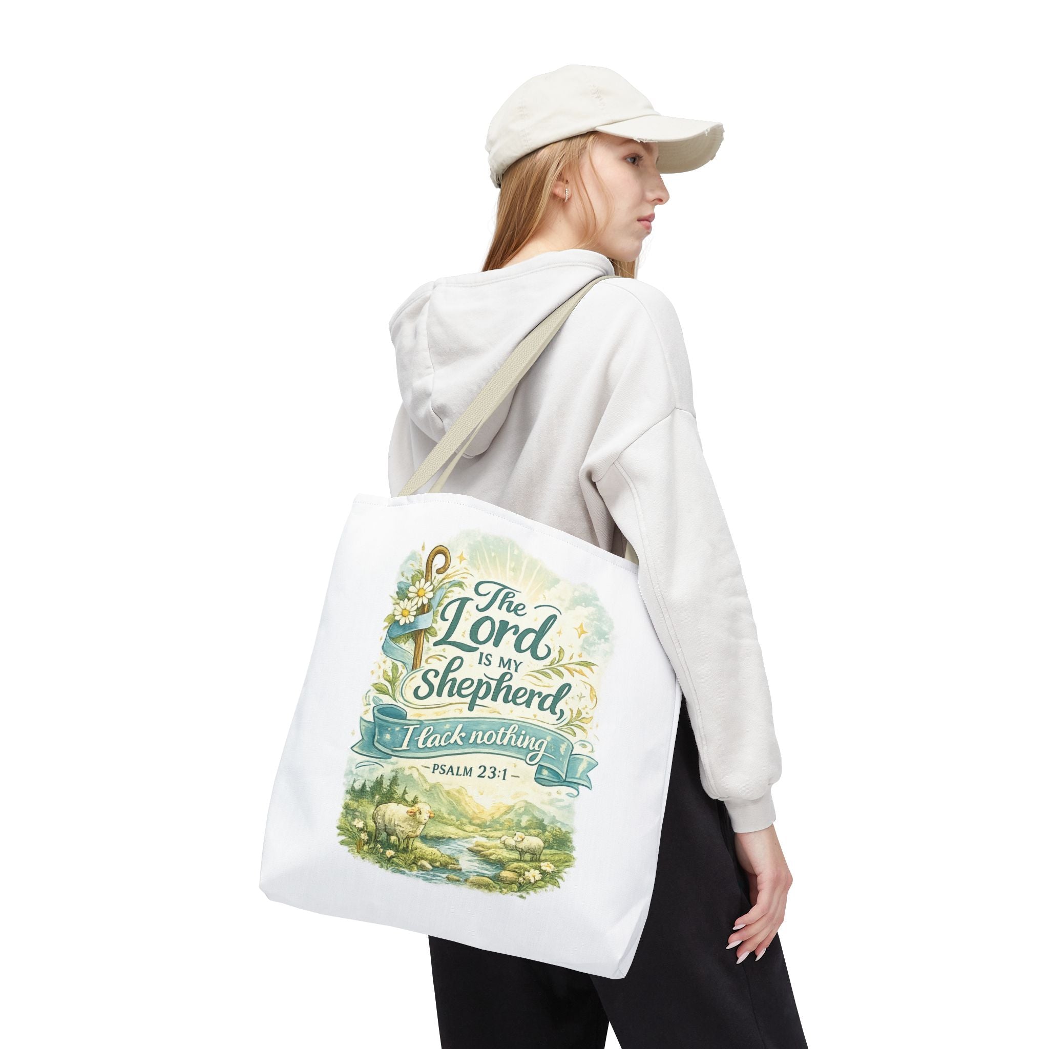 Floral Faith Tote Bag | The Lord Is My Shepherd | Psalm 23:1  4 Colors 2607043