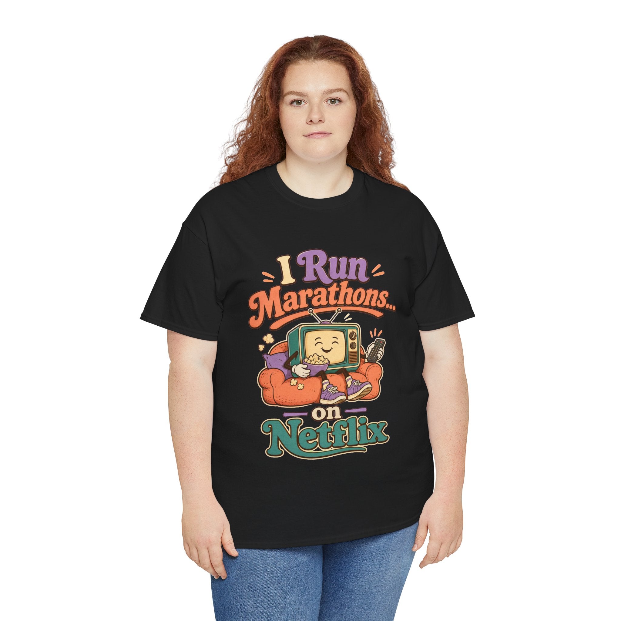 TV Marathon Tee — "I Run Marathons on Netflix" Funny Binge-Watching Shirt