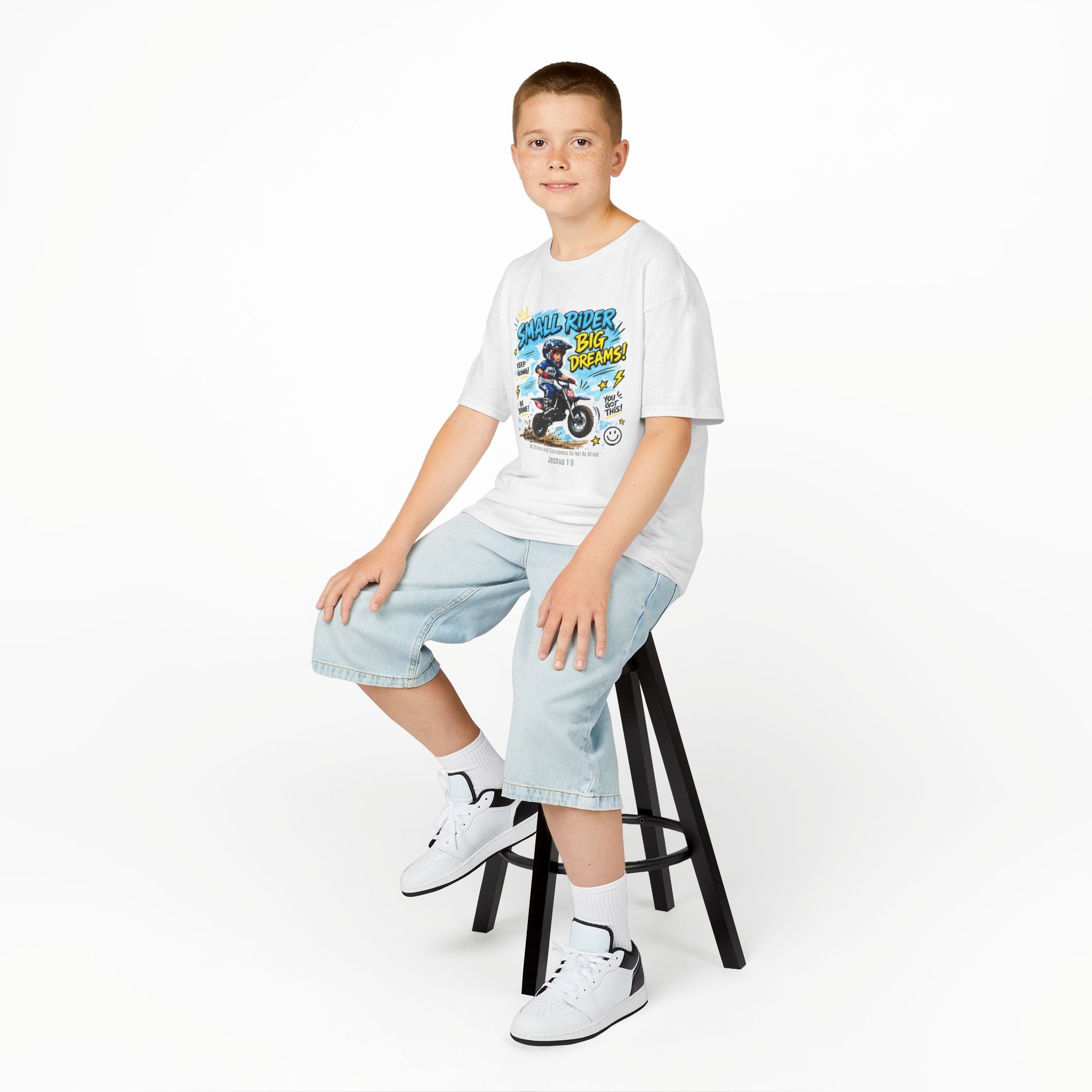 Kids Tee — "Small Rider, Big Dreams" Motorcycle Graphic Shirt 2607013