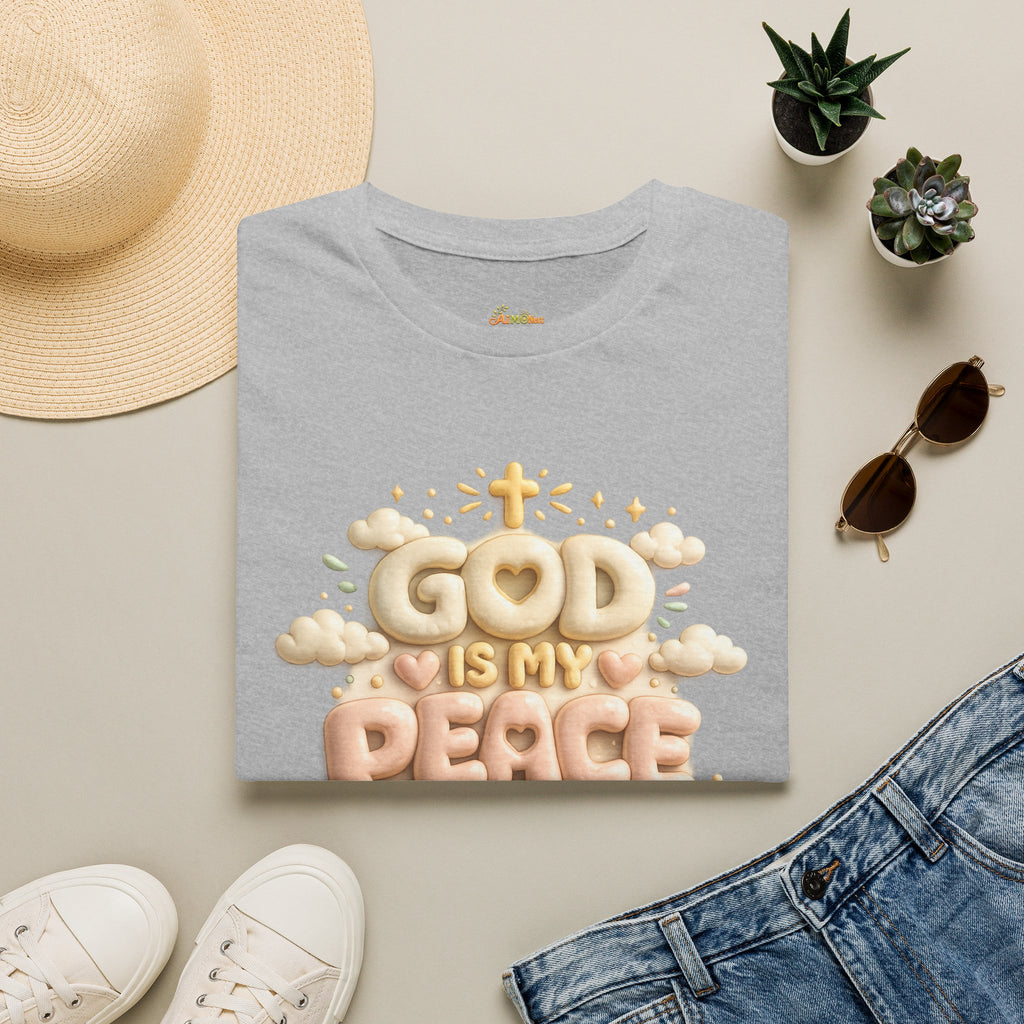 God Is My Peace T-Shirt — Christian Faith Tee with Soft Pastel Cloud Design