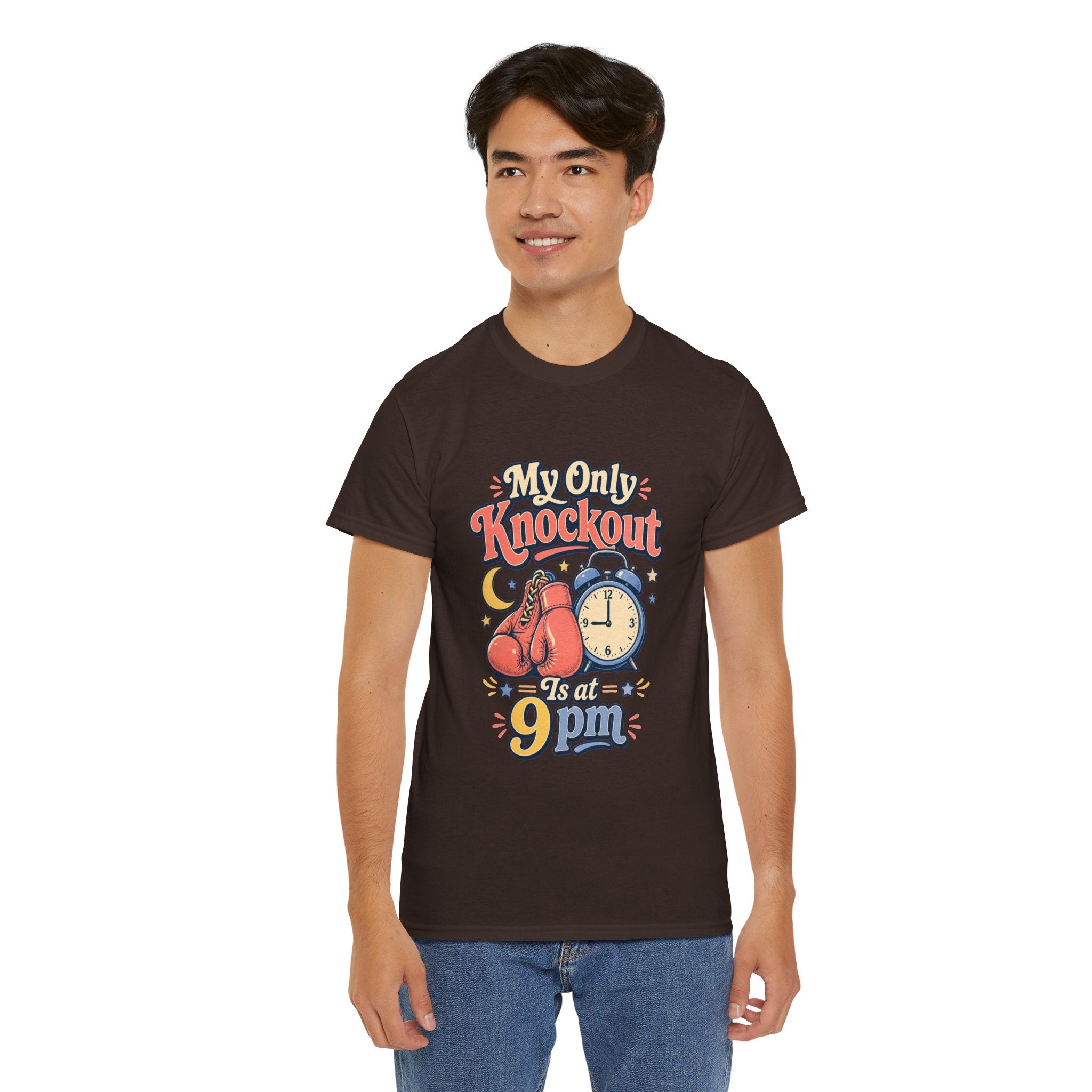 My Only Knockout Is at 9PM T-Shirt |  Funny Night Owl Boxing Graphic Tee  2607044
