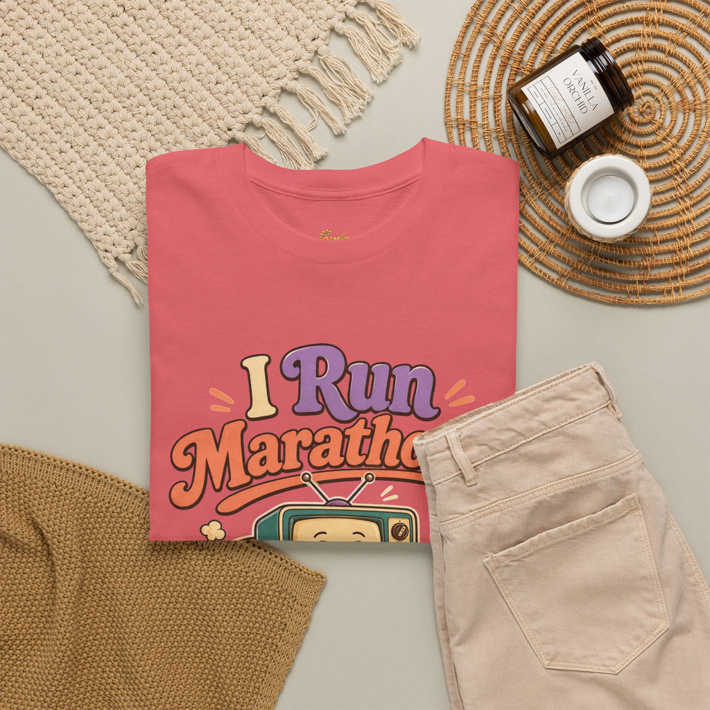 TV Marathon Tee — "I Run Marathons on Netflix" Funny Binge-Watching Shirt