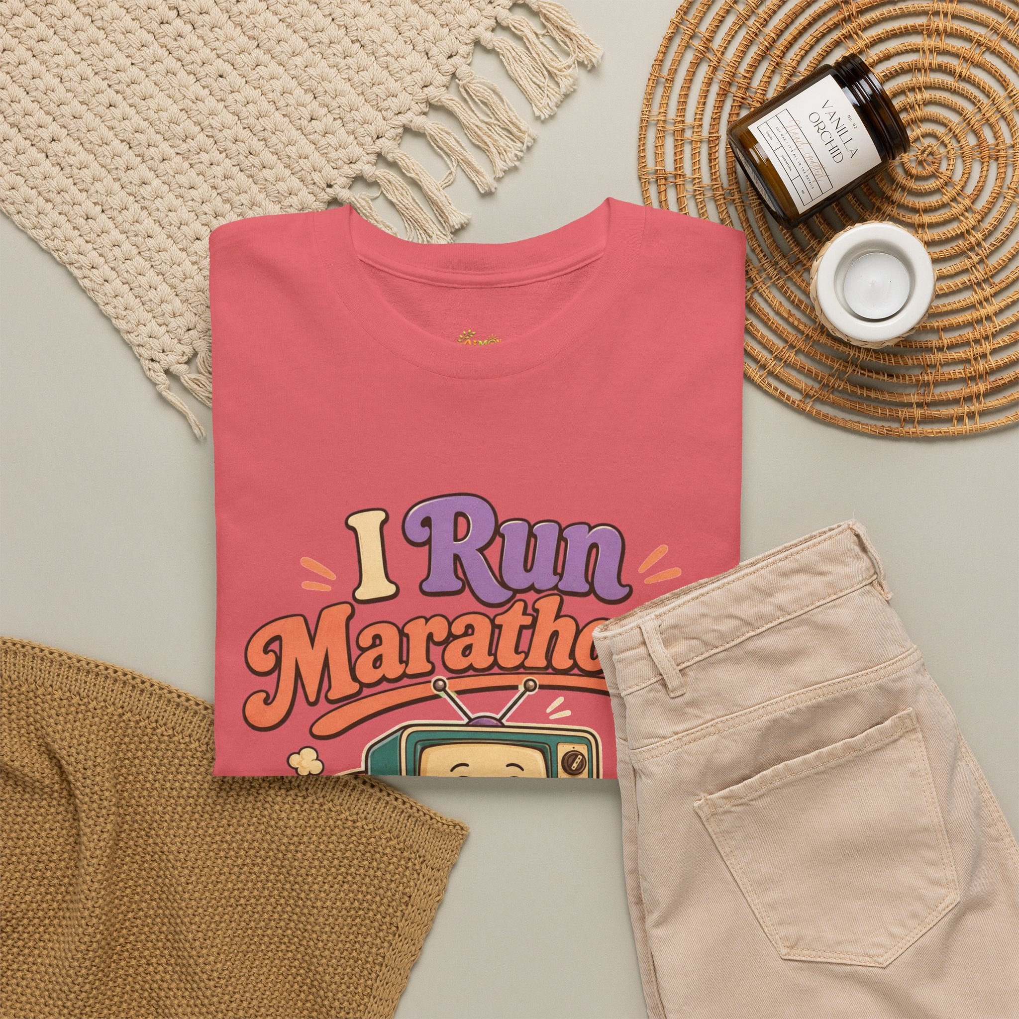TV Marathon Tee — "I Run Marathons on Netflix" Funny Binge-Watching Shirt