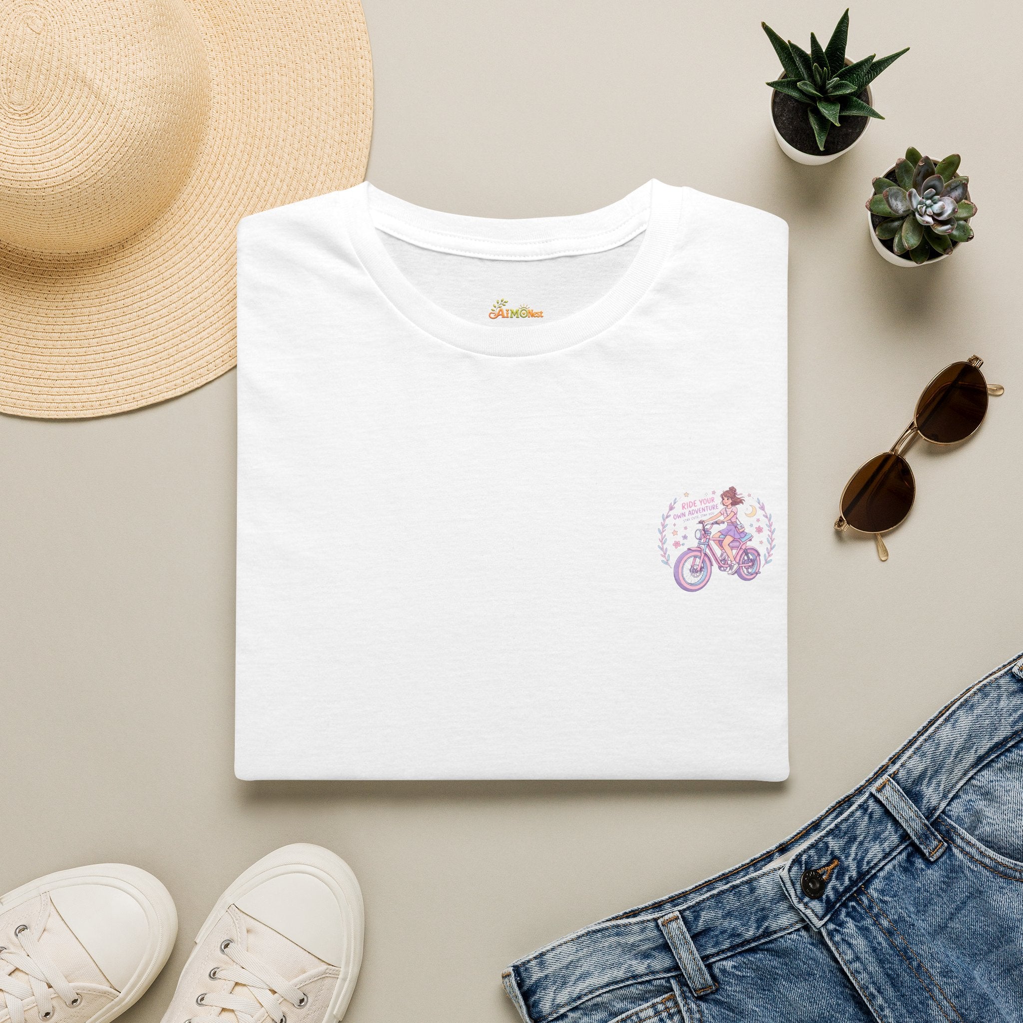 Vintage Lavender Bicycle Pocket T‑Shirt — Cute Retro Bike Graphic Tee 2607020