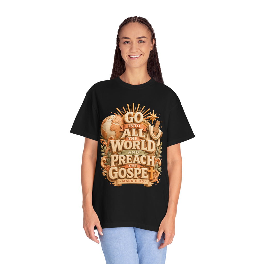 T-Shirt — "Go Into All the World and Preach the Gospel" Christian Mission Tee