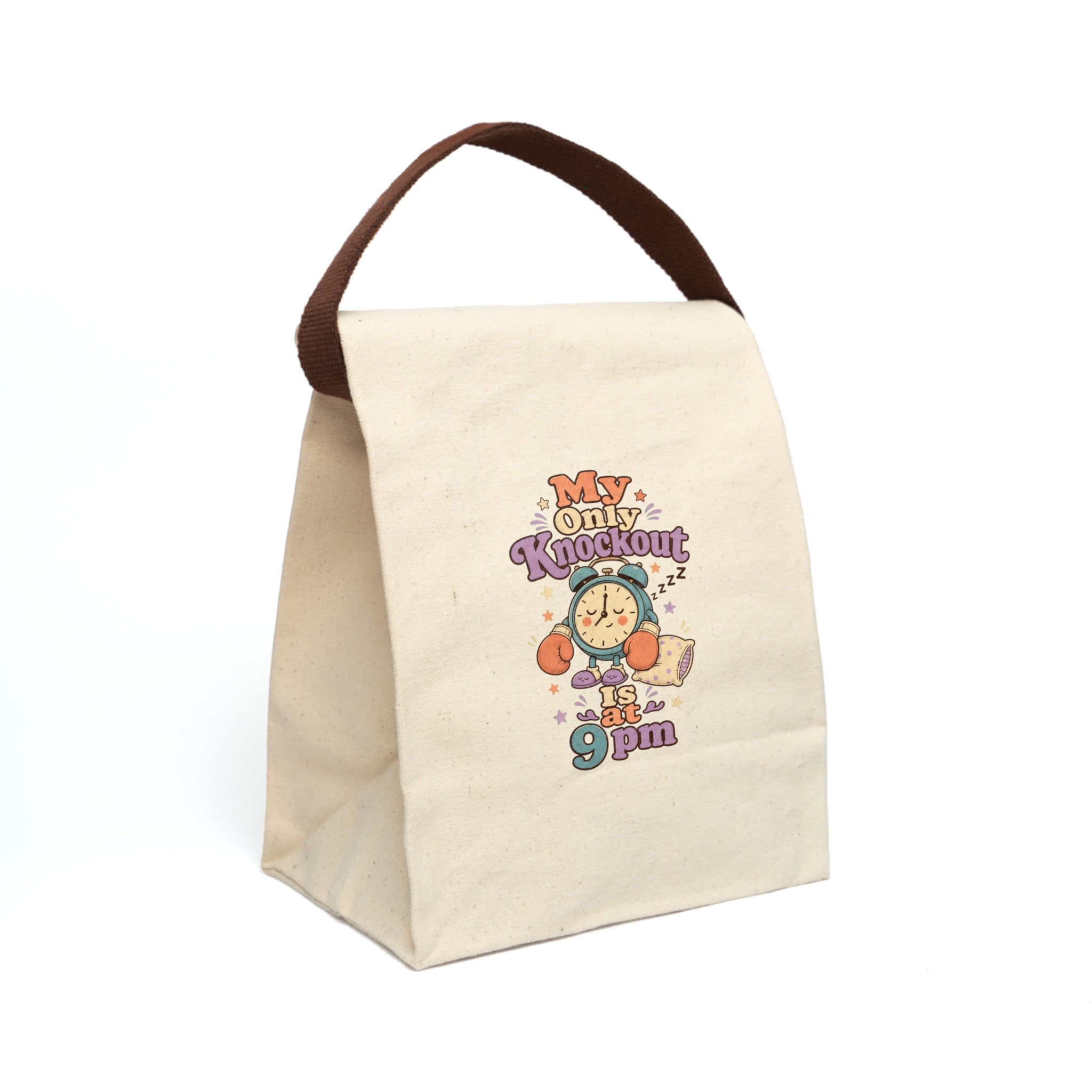 Canvas Lunch Bag | My Only Knockout Is at 9pm | Cute Alarm Clock Design 2607030
