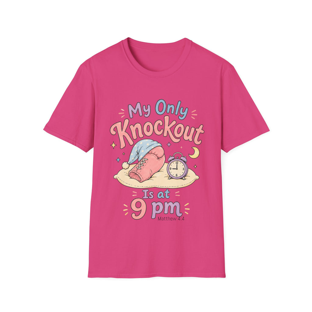 T-Shirt — "My Only Knockout Is at 9 PM" Cute Sleepy Boxing Cartoon Tee