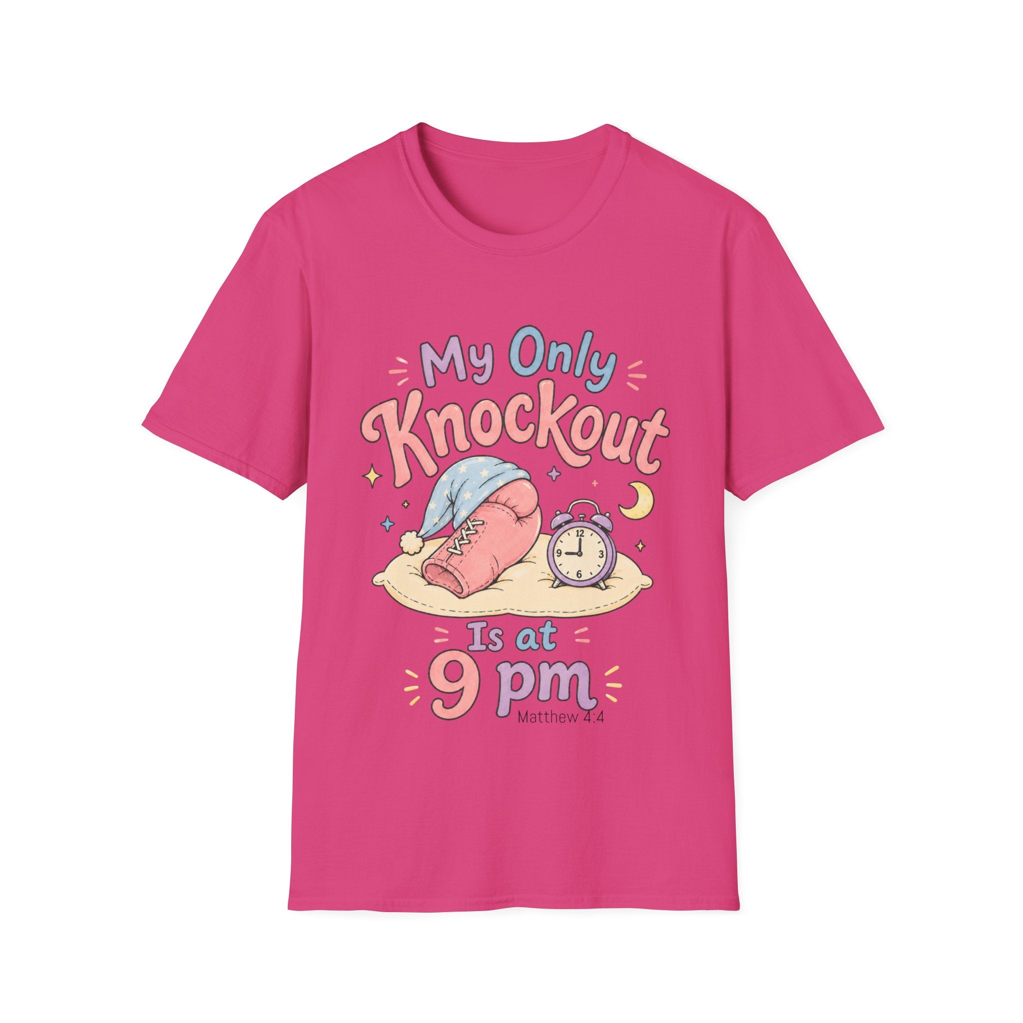 T-Shirt — "My Only Knockout Is at 9 PM" Cute Sleepy Boxing Cartoon Tee