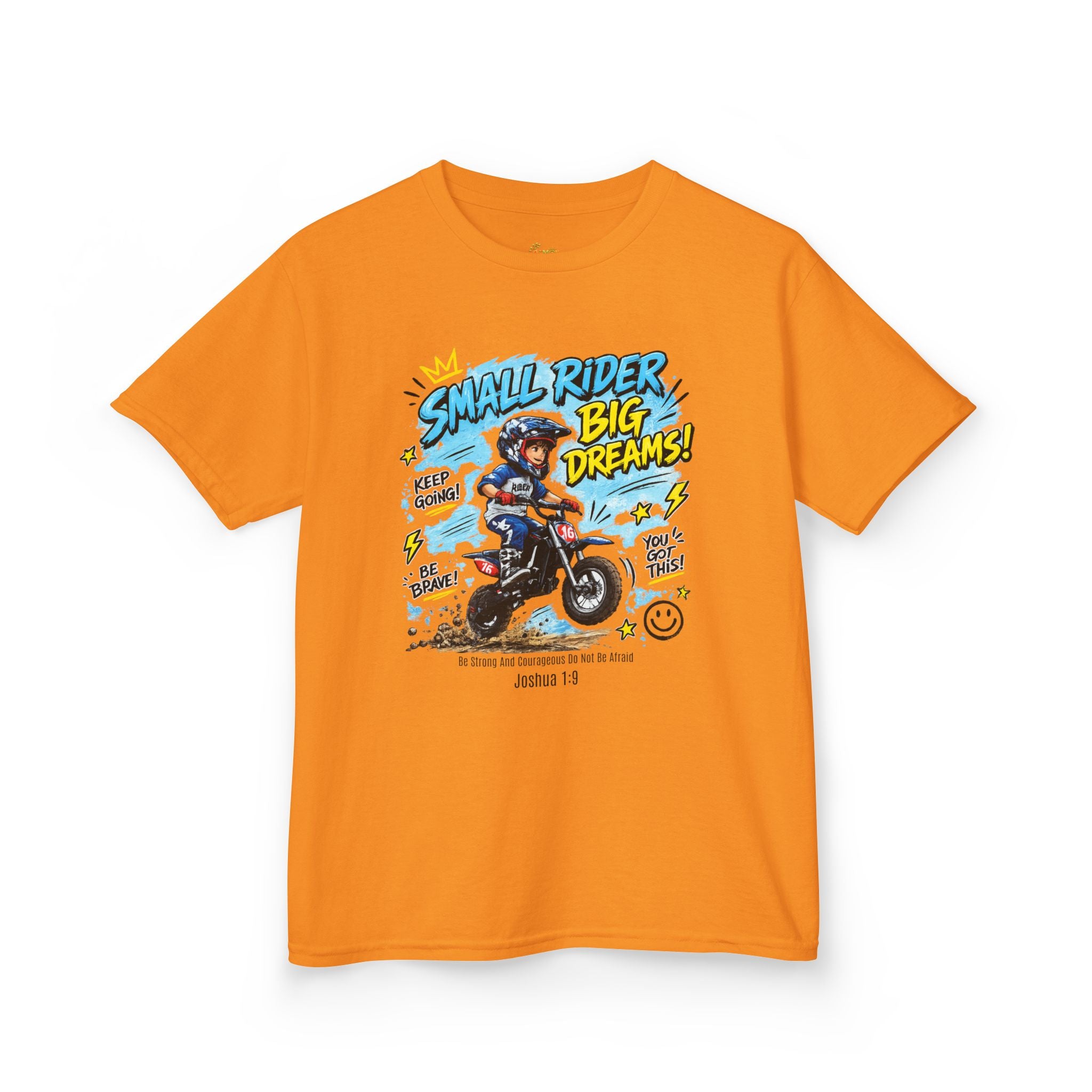 Kids Tee — "Small Rider, Big Dreams" Motorcycle Graphic Shirt