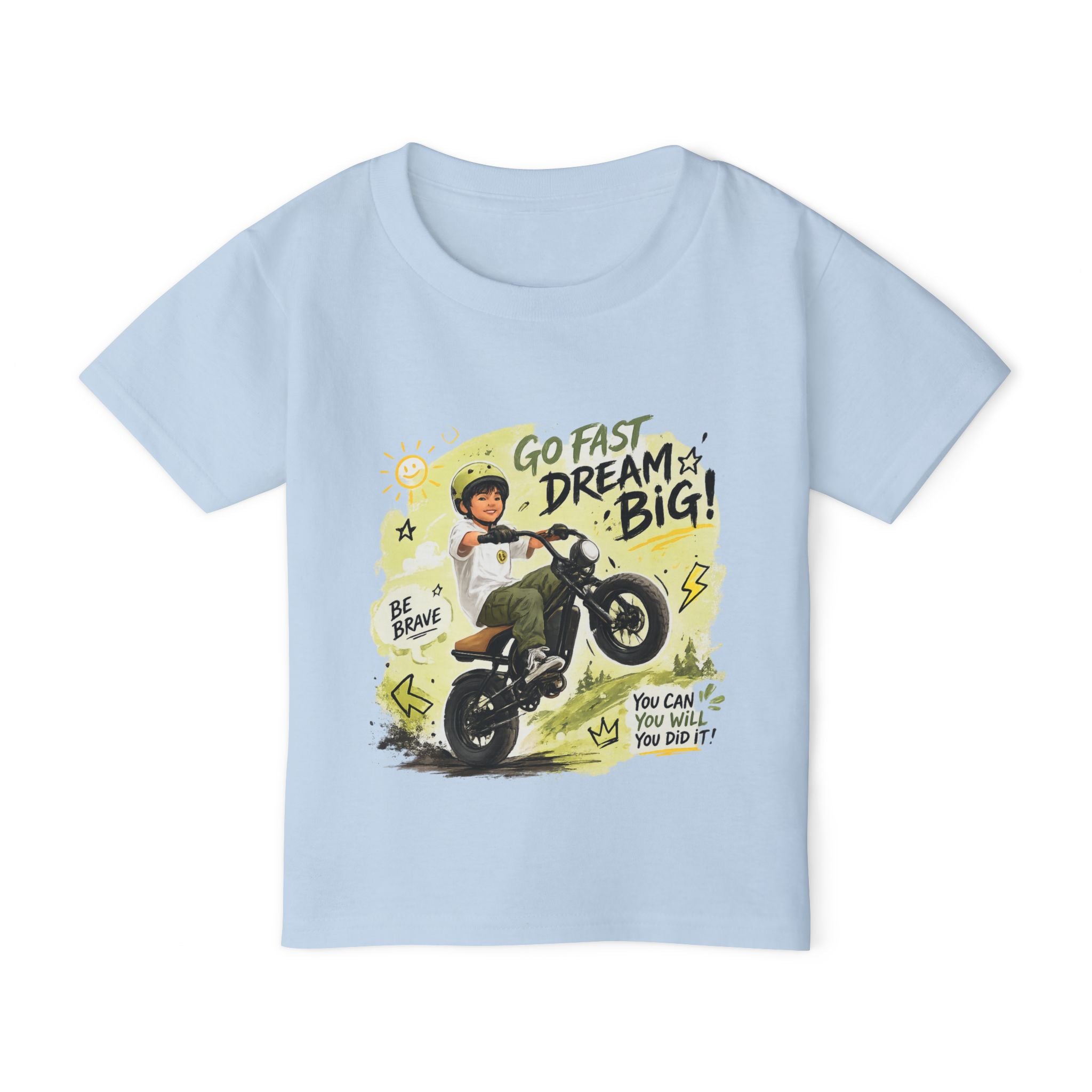Toddler T‑Shirt — "Go Fast Dream Big" Motorcycle Ride Graphic