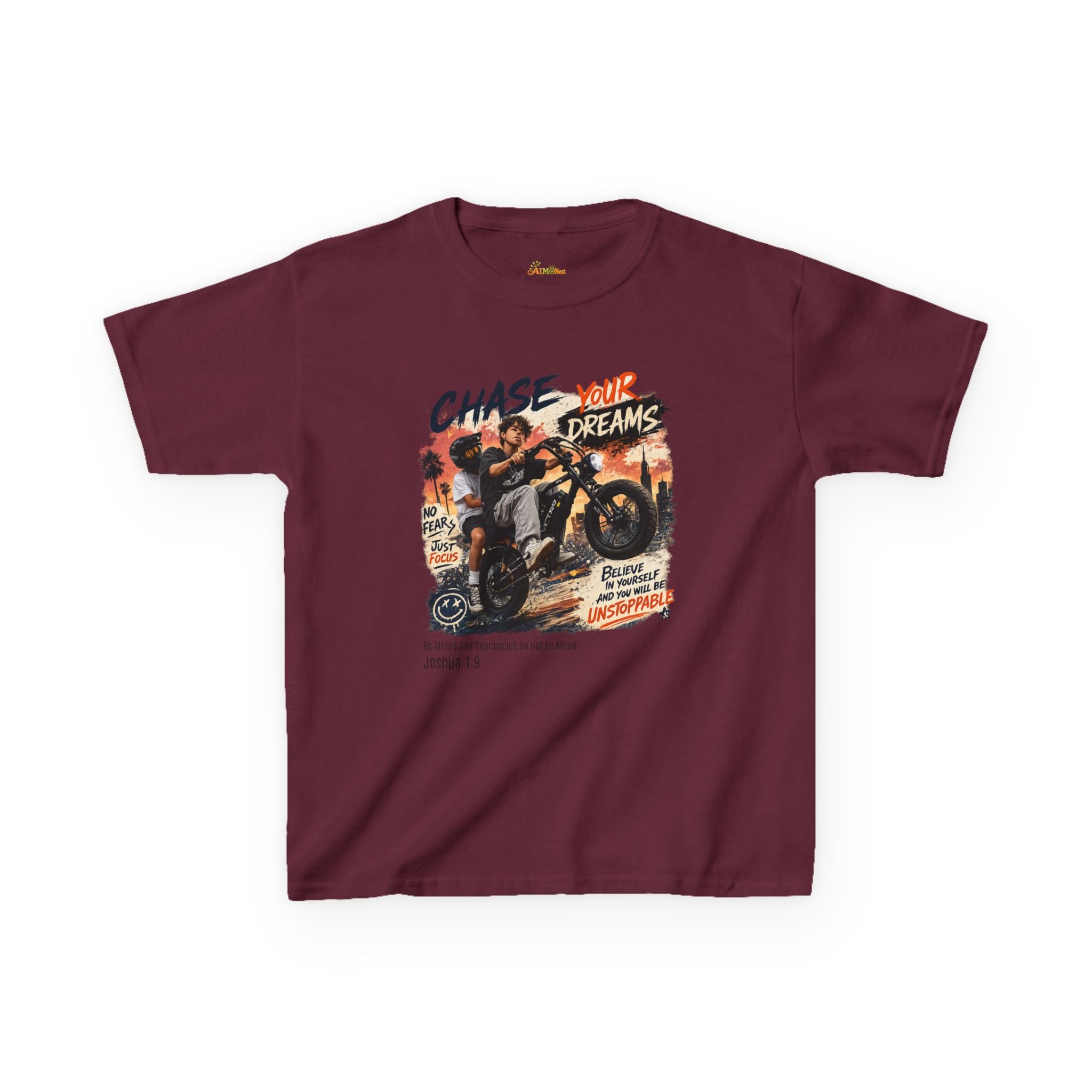 Kids Tee — "Chase Your Dreams" Motorcycle Graphic Shirt