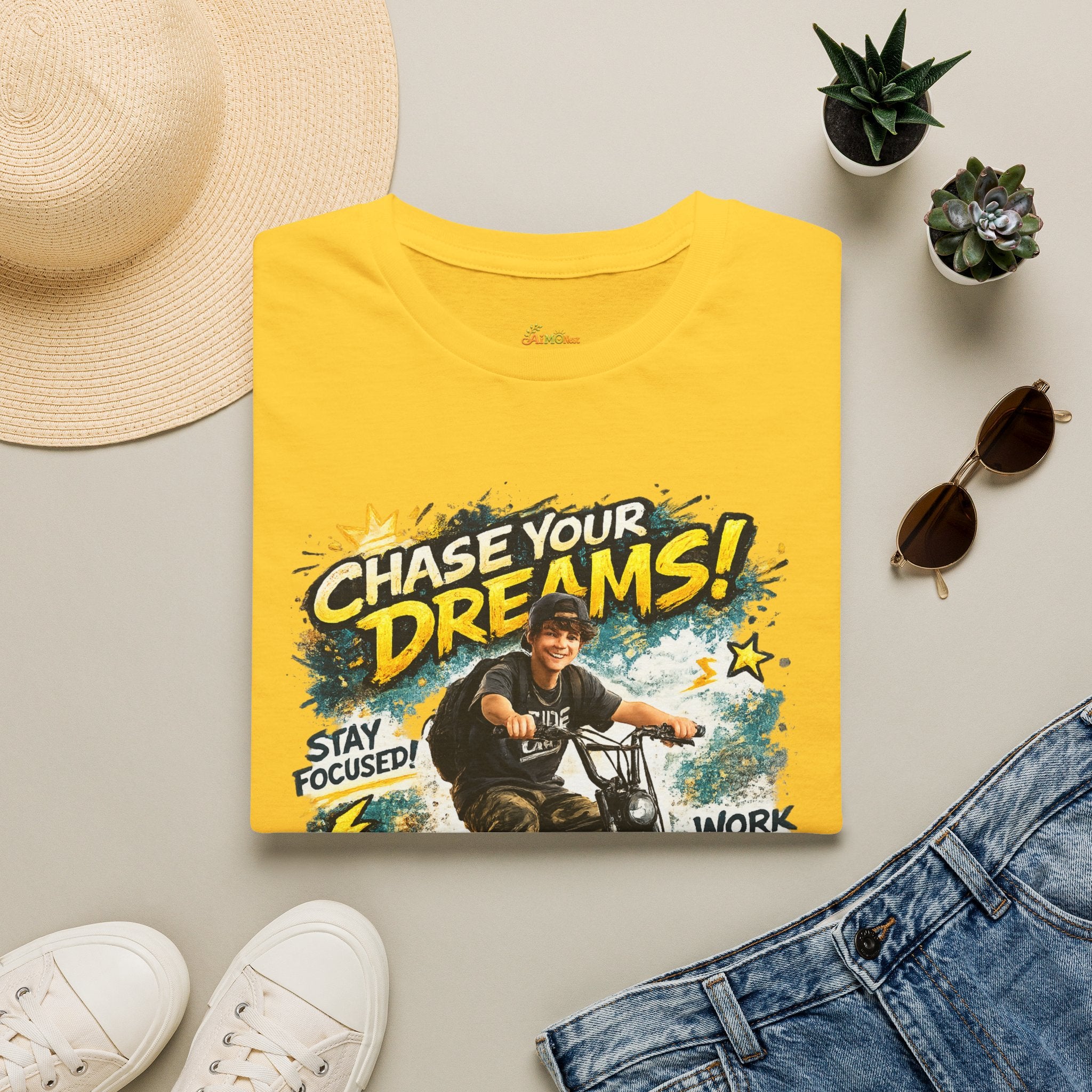Chase Your Dreams Motorcycle Rider T-Shirt | Motivational Graphic Tee 2607006