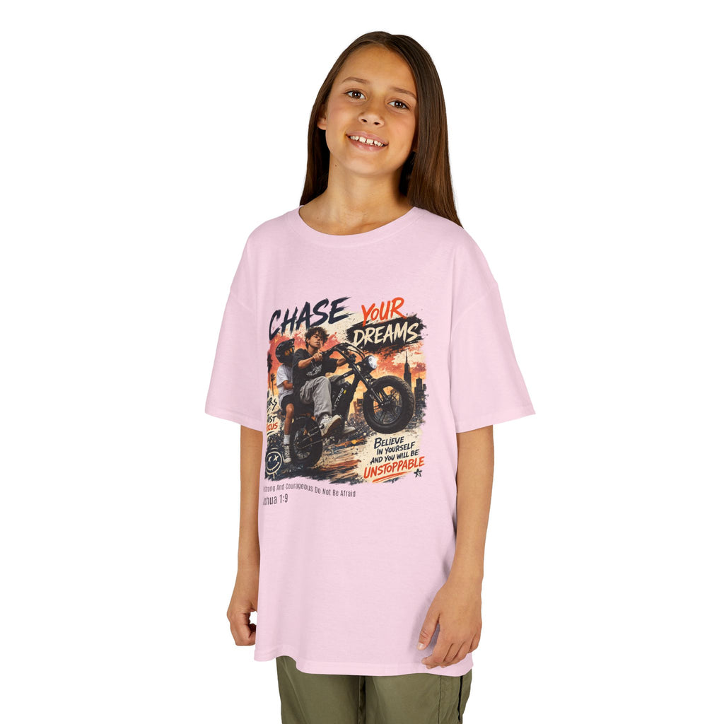 Kids Tee — "Chase Your Dreams" Motorcycle Graphic Shirt
