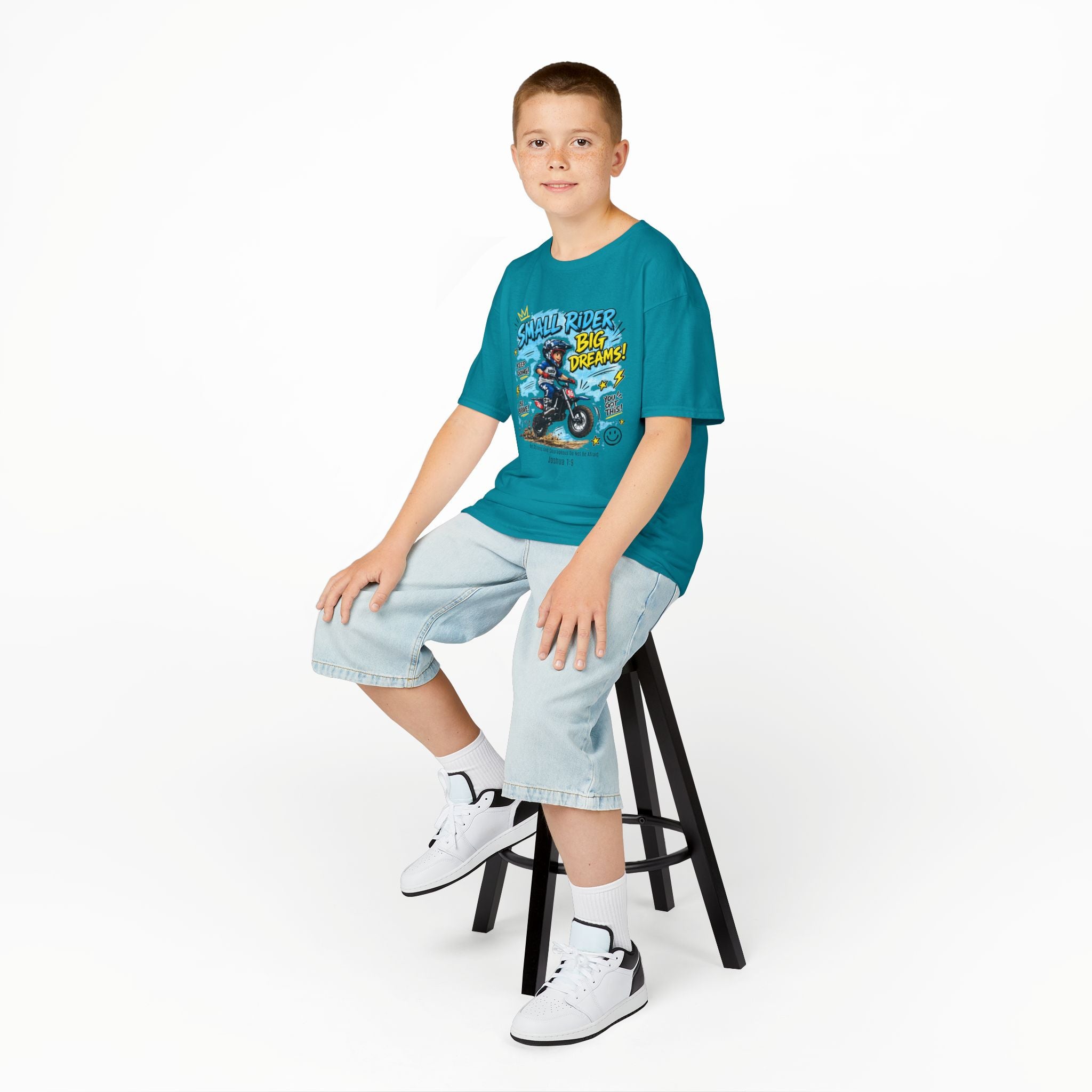 Kids Tee — "Small Rider, Big Dreams" Motorcycle Graphic Shirt 2607013