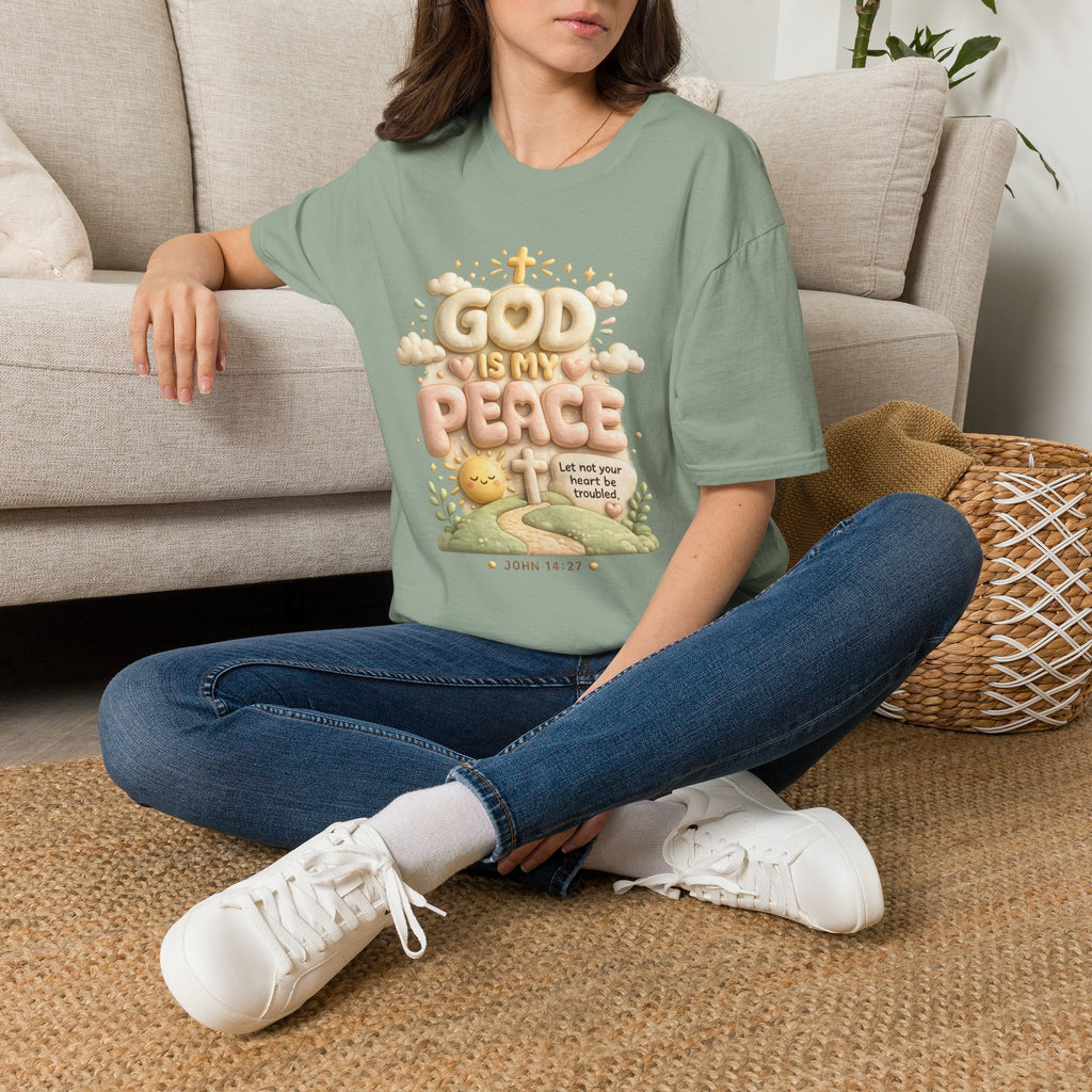 God Is My Peace T-Shirt — Christian Faith Tee with Soft Pastel Cloud Design