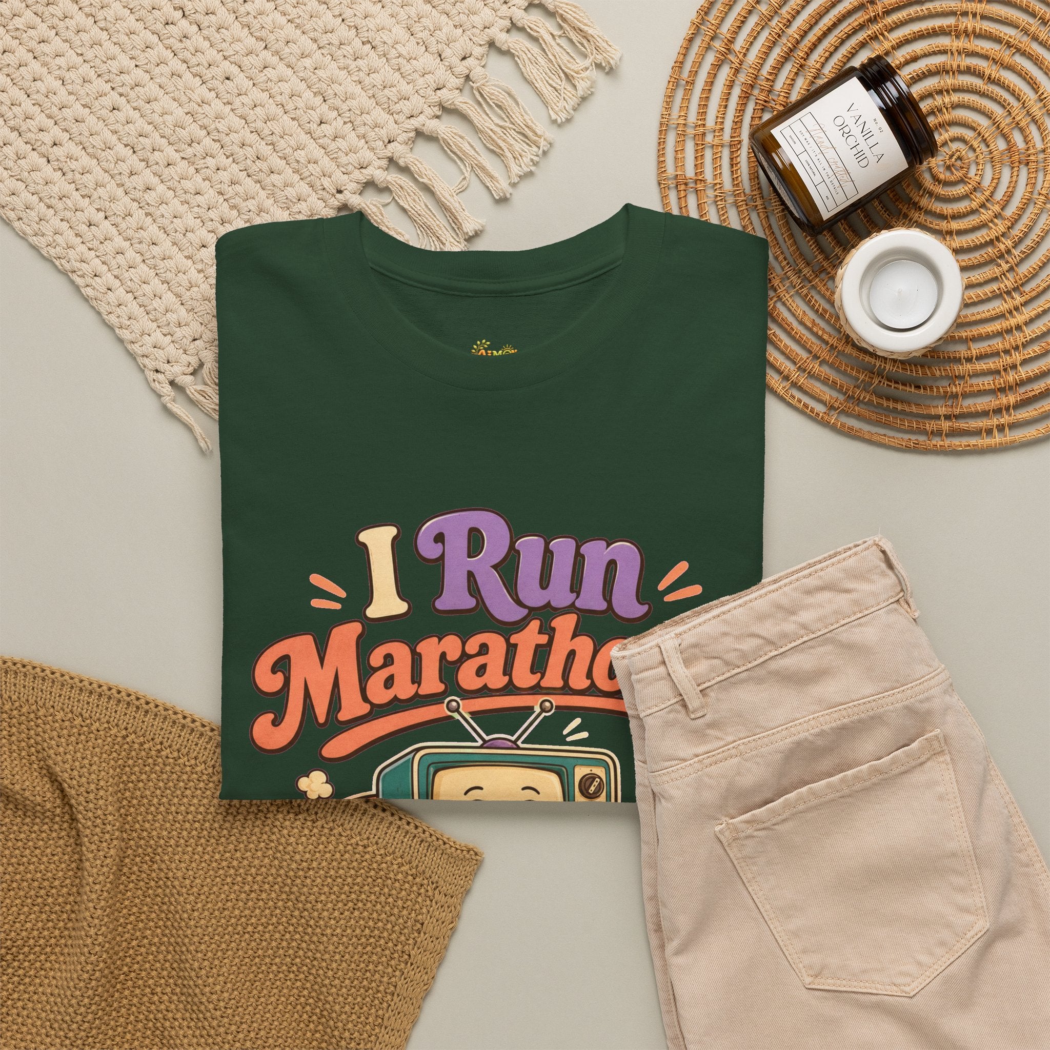 TV Marathon Tee — "I Run Marathons on Netflix" Funny Binge-Watching Shirt