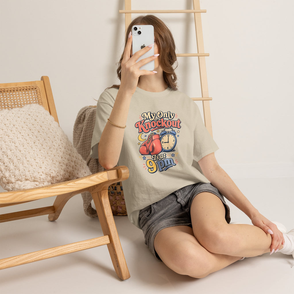 My Only Knockout Is at 9PM T-Shirt |  Funny Night Owl Boxing Graphic Tee  2607044