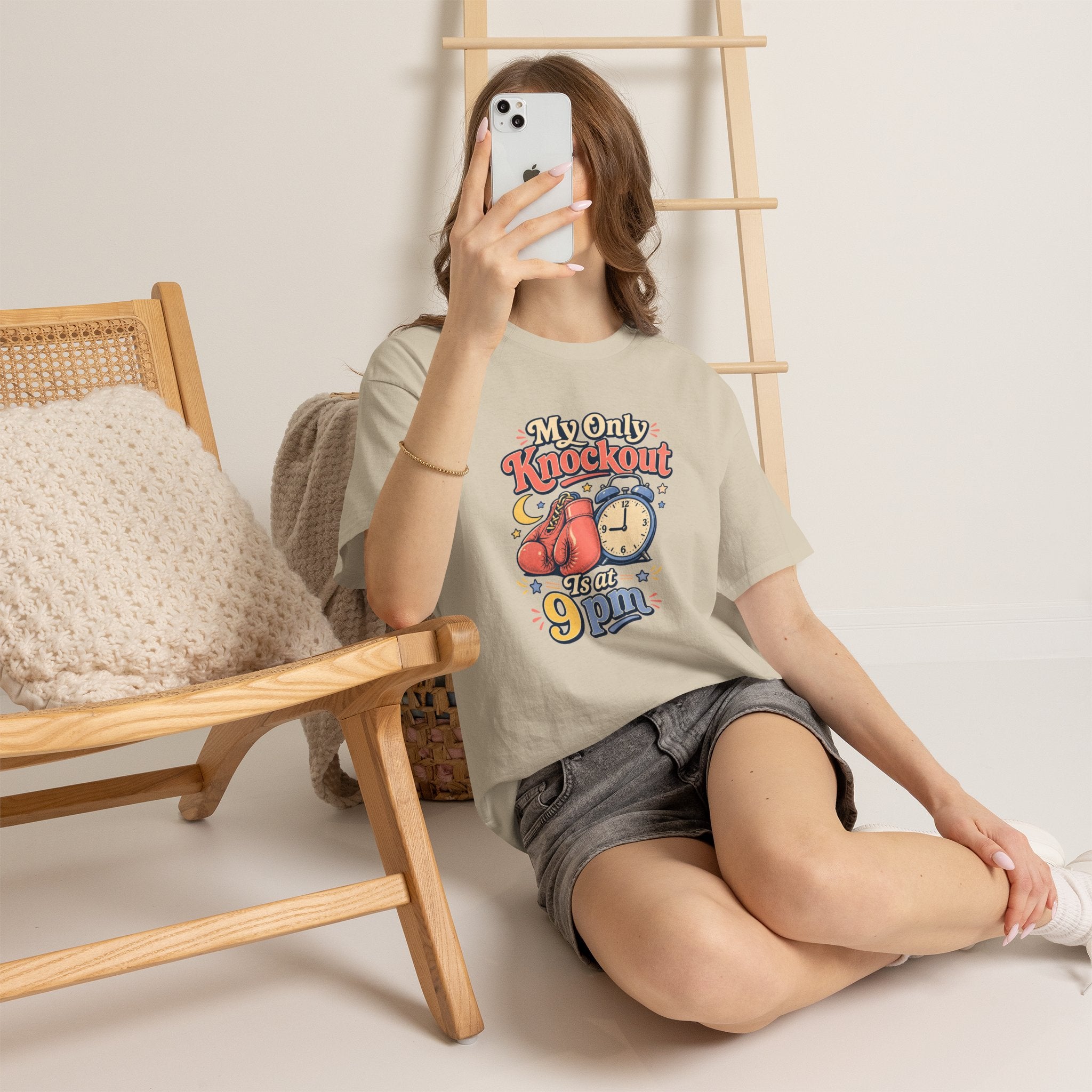My Only Knockout Is at 9PM T-Shirt |  Funny Night Owl Boxing Graphic Tee  2607044