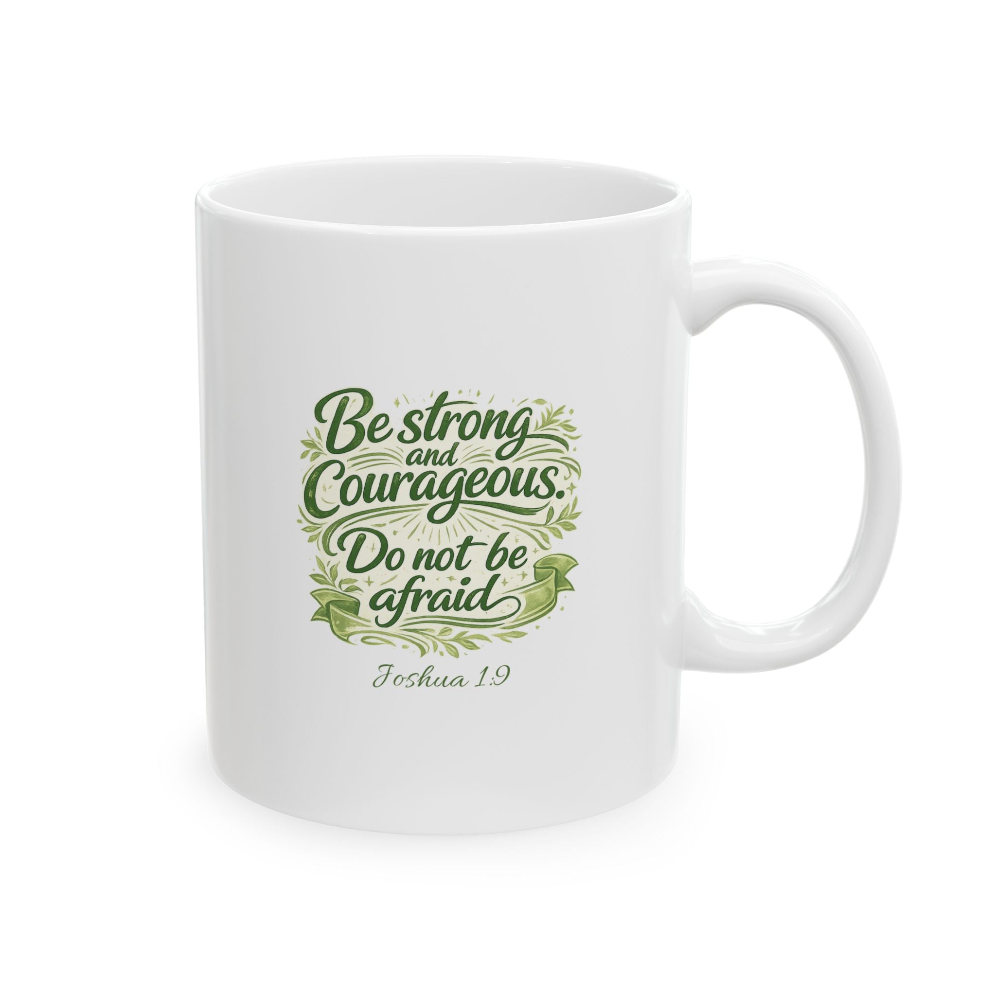 Be Strong and Courageous Lion | Christian Faith Warrior Design | Courage & Strength Bible Inspired Artwork | Mug — Nature  Illustration (11oz, 15oz)