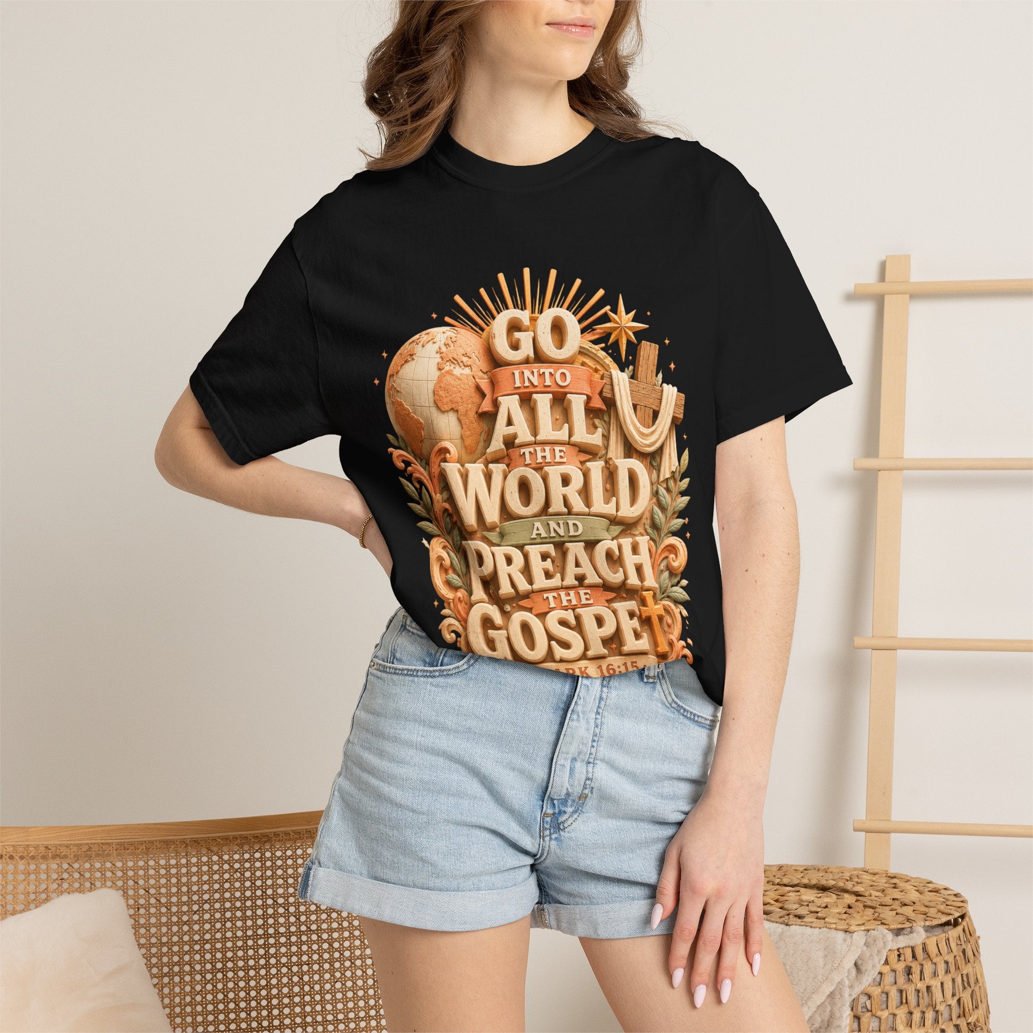T-Shirt — "Go Into All the World and Preach the Gospel" Christian Mission Tee