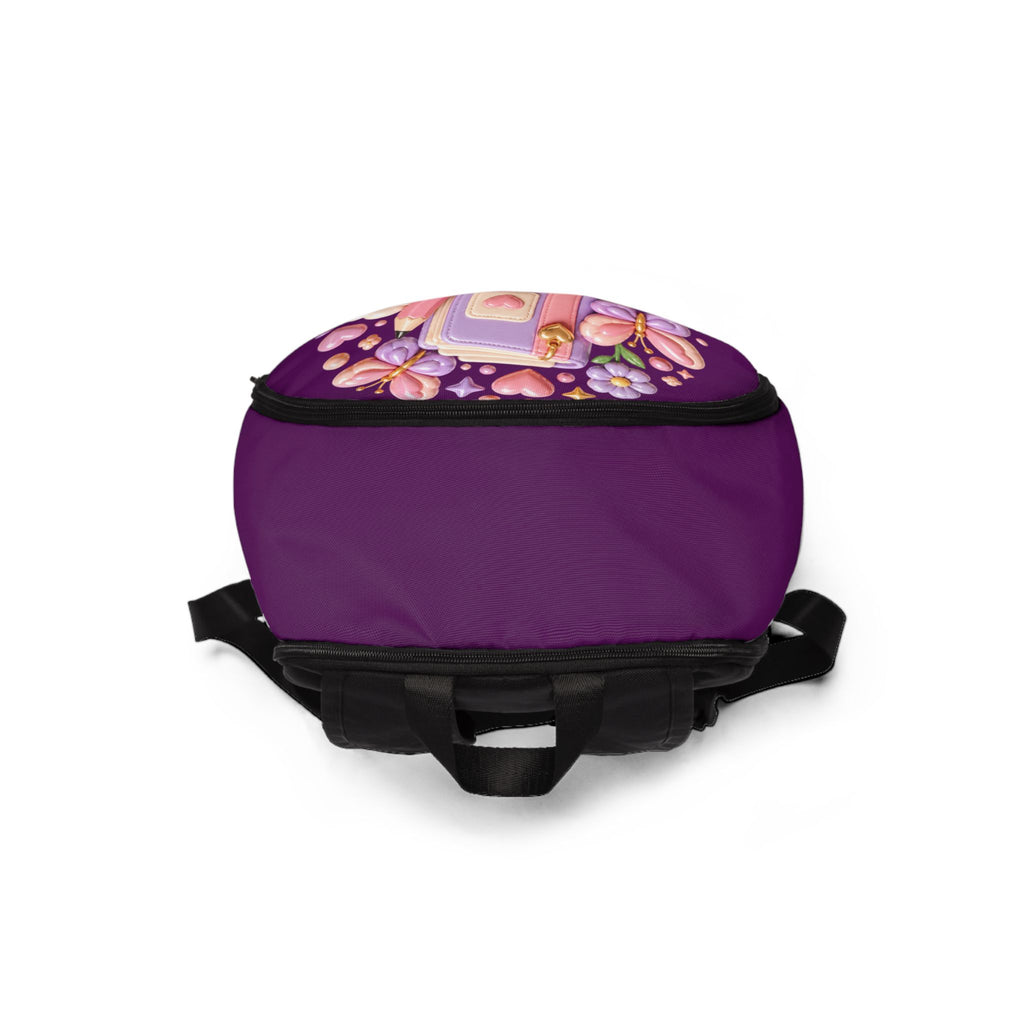 Dream Big floral heart journal Backpack | purple butterfly flower design