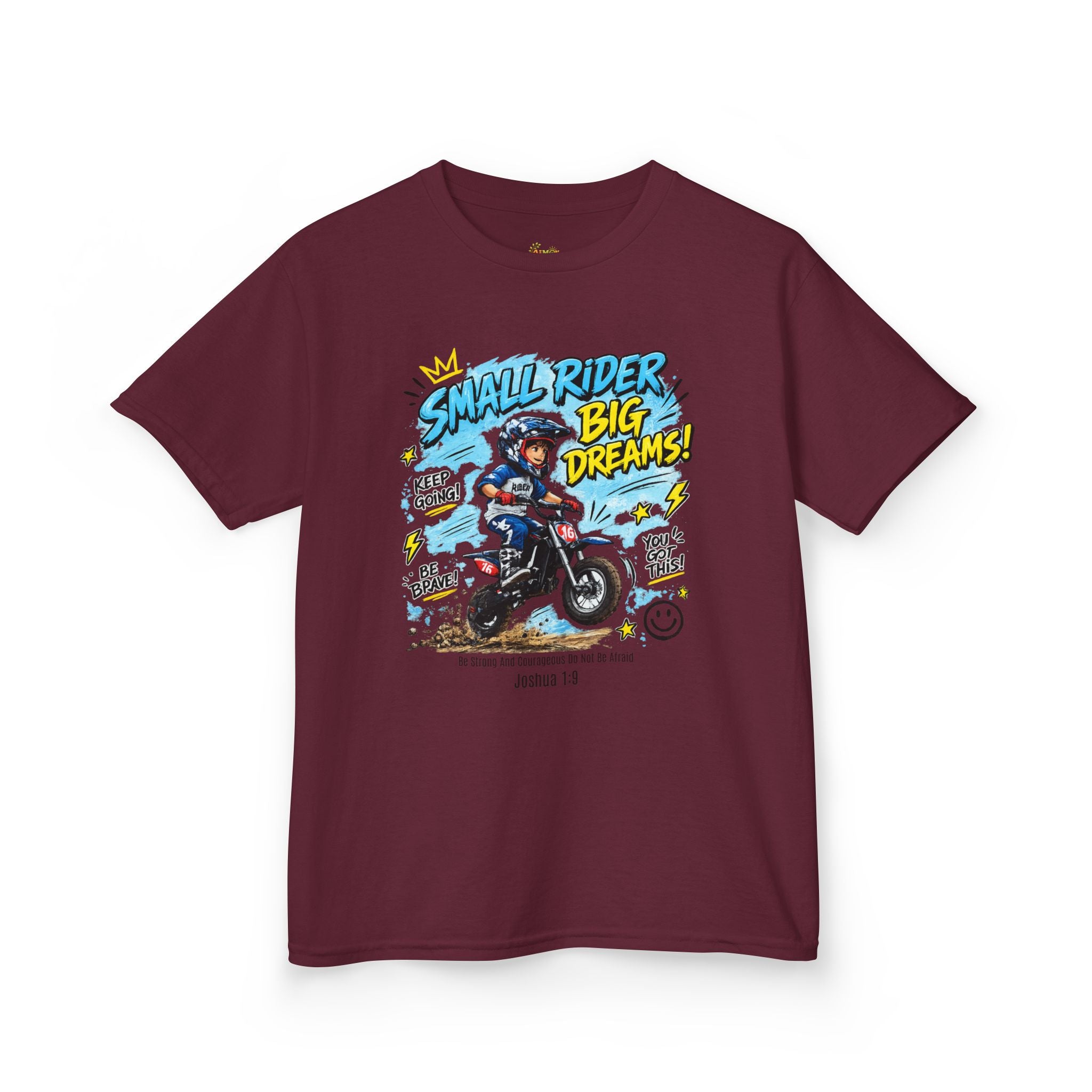 Kids Tee — "Small Rider, Big Dreams" Motorcycle Graphic Shirt